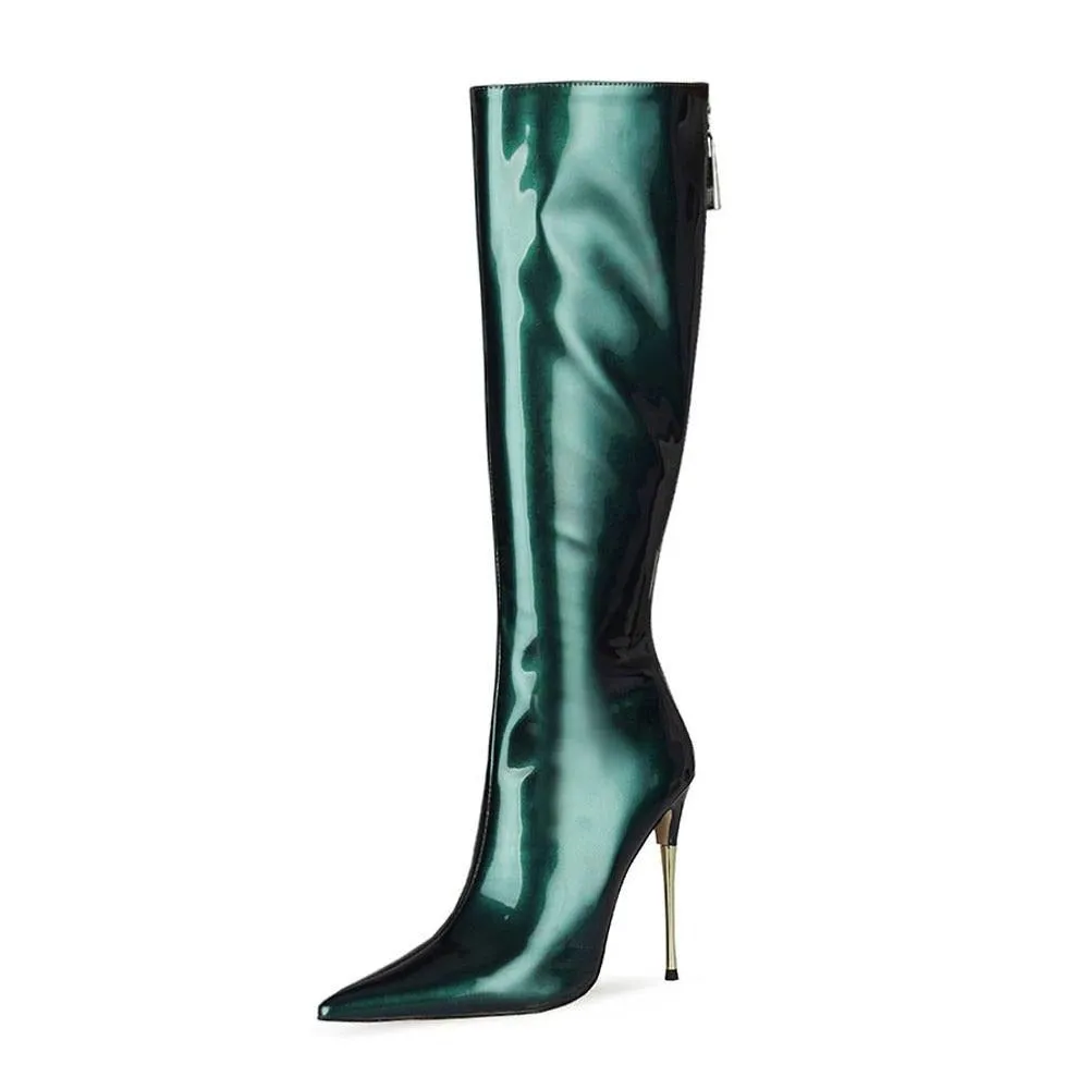 LuxeExo Pointed Toe High Heel Long Boots