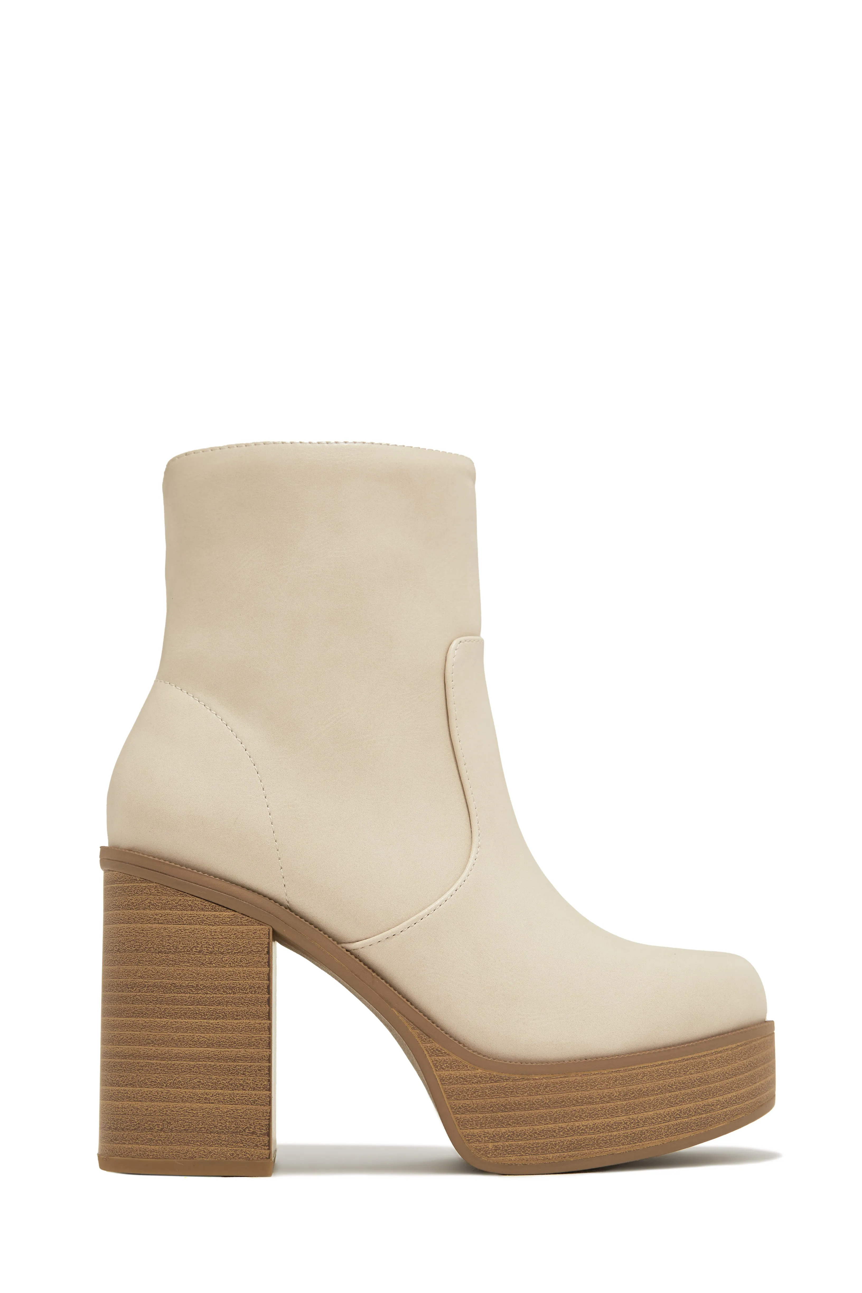 Marianna Block Heel Ankle Boots - Bone