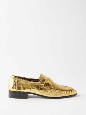 Metallic heel loafers