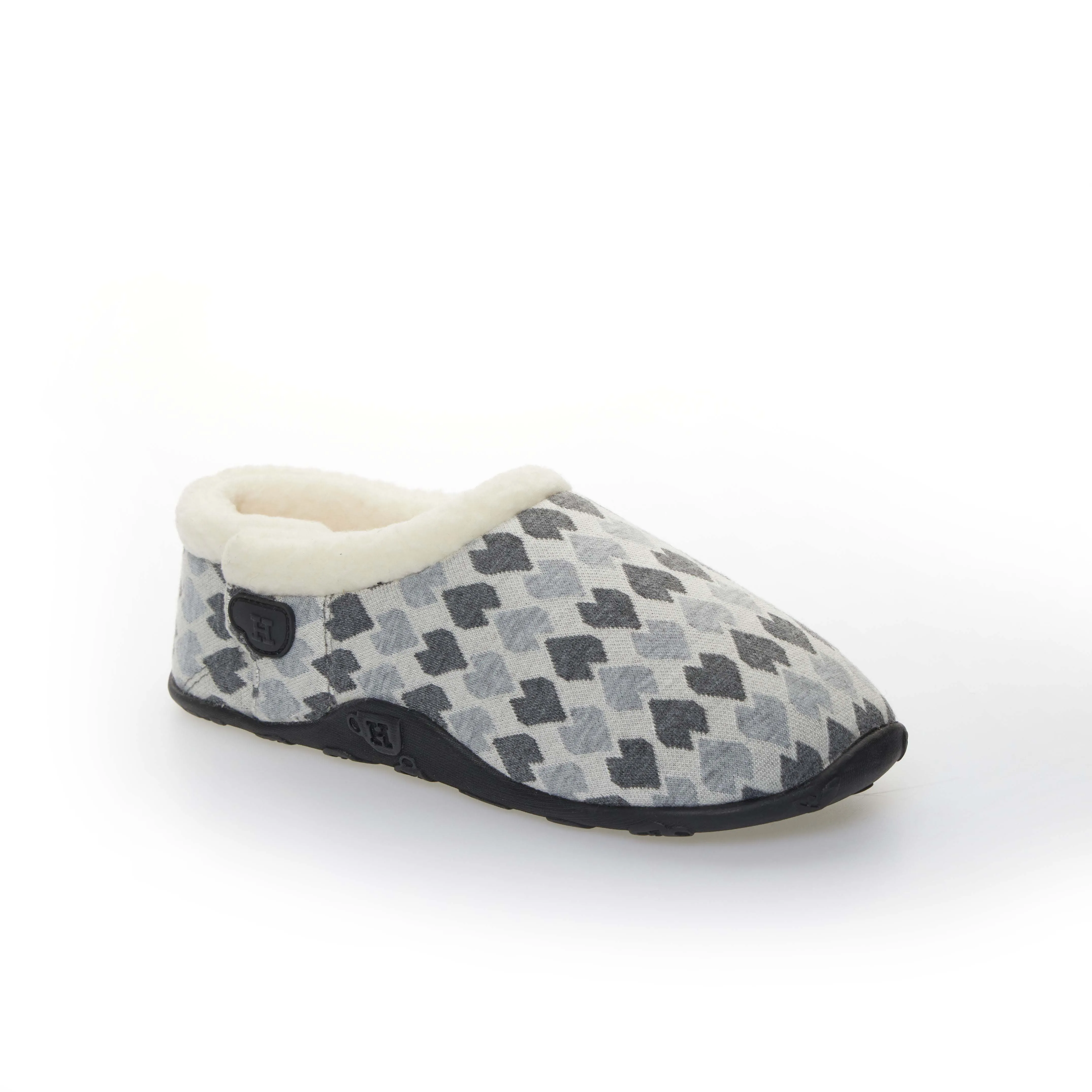 Millie - Grey Heart Patterned Women's Slippers