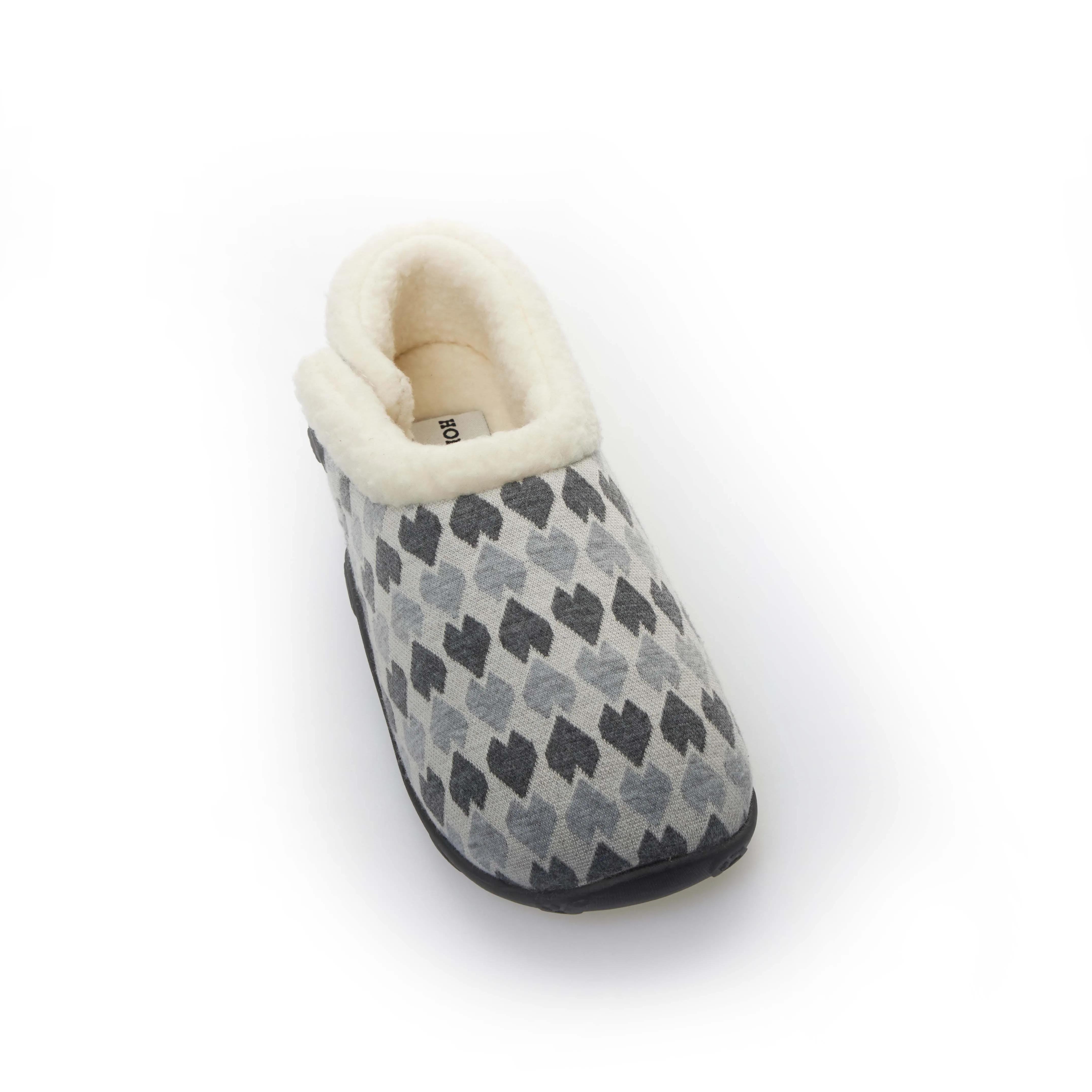 Millie - Grey Heart Patterned Women's Slippers