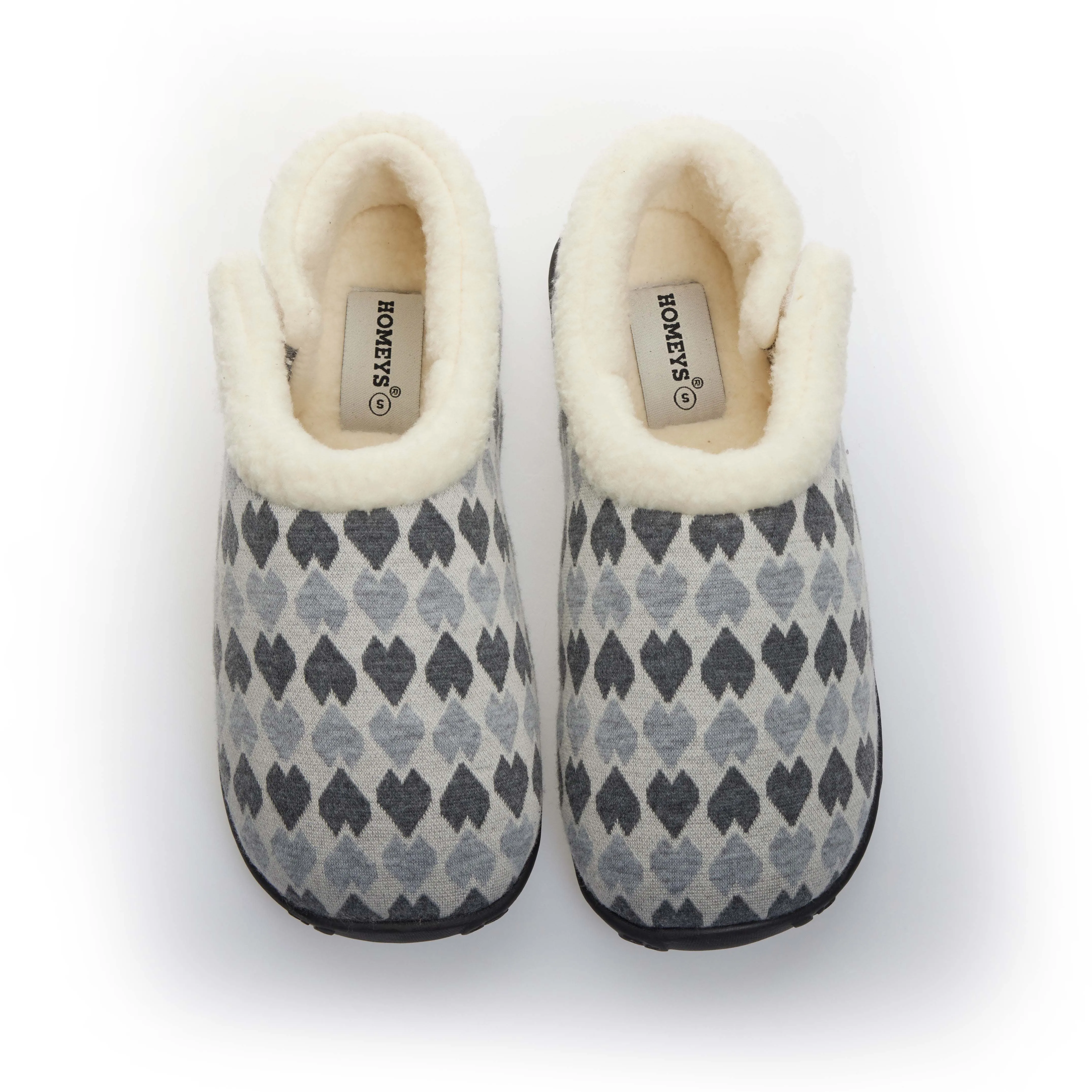 Millie - Grey Heart Patterned Women's Slippers