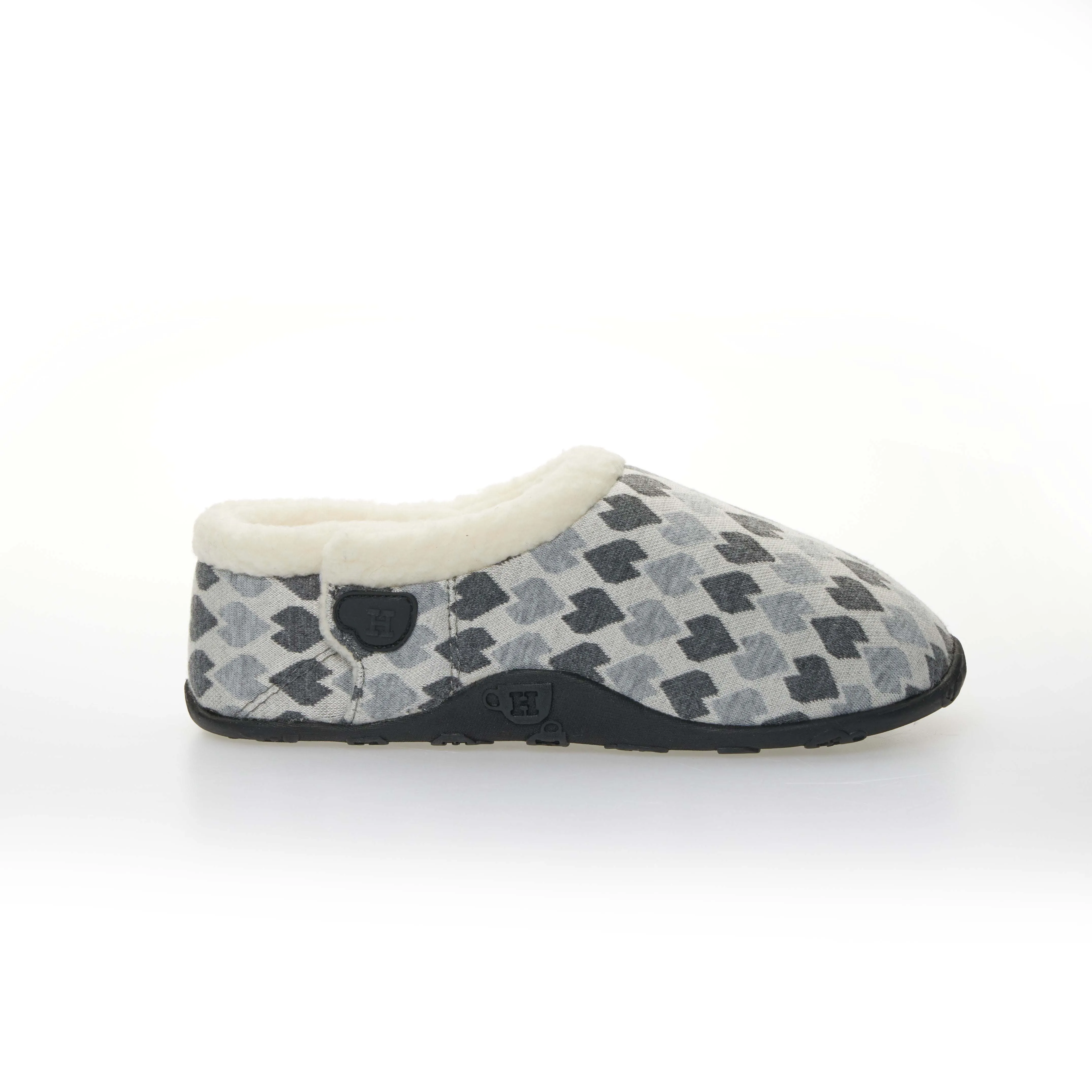 Millie - Grey Heart Patterned Women's Slippers