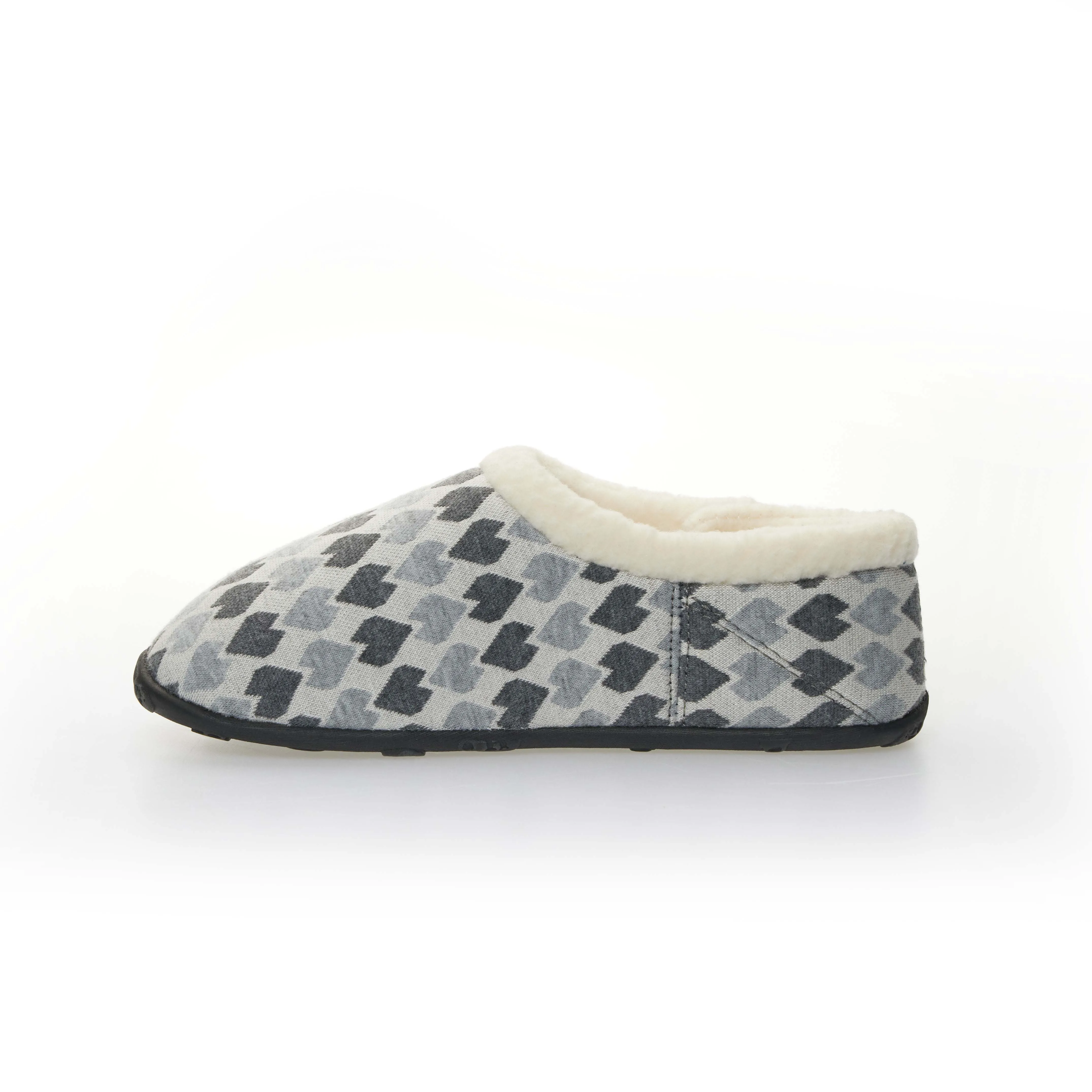 Millie - Grey Heart Patterned Women's Slippers