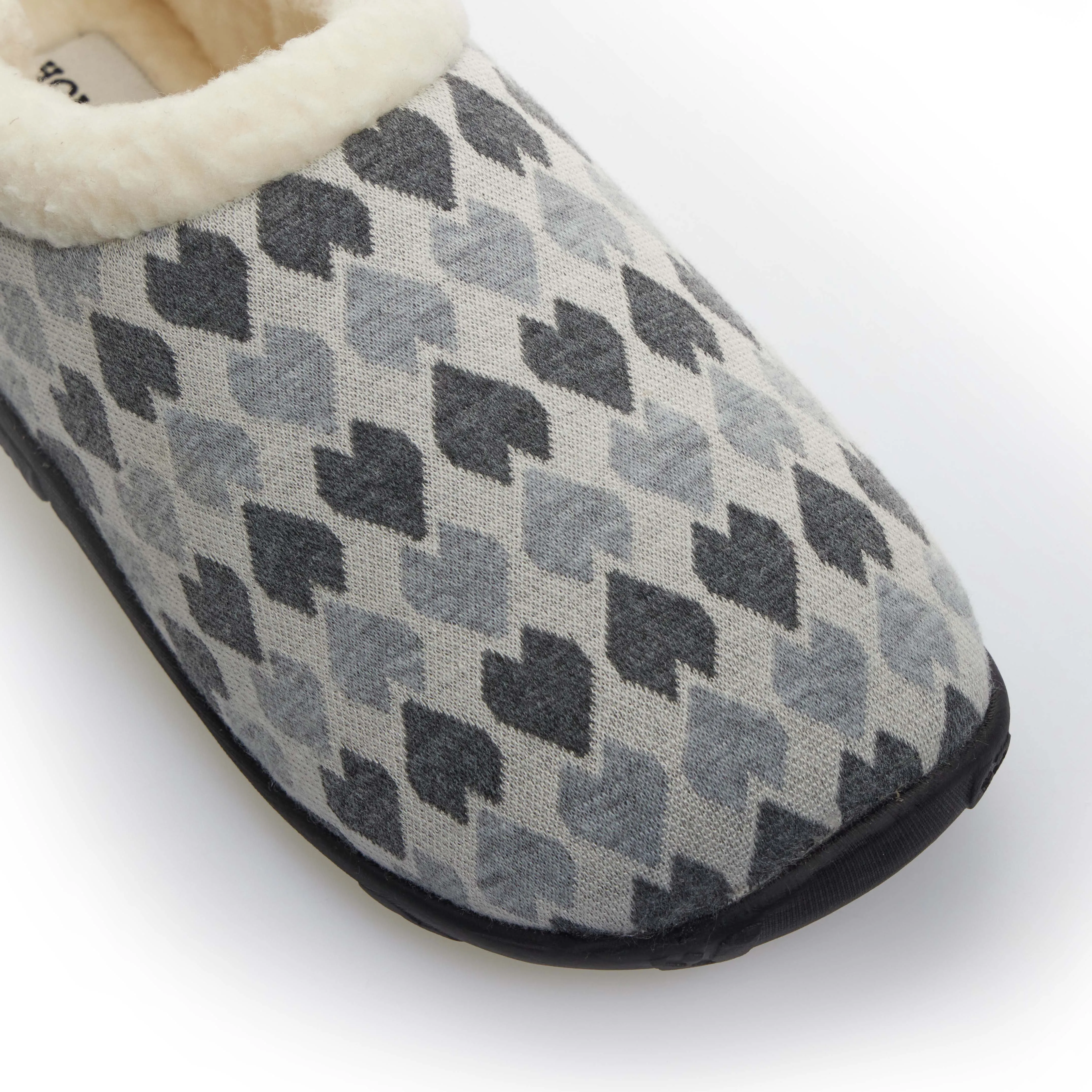 Millie - Grey Heart Patterned Women's Slippers