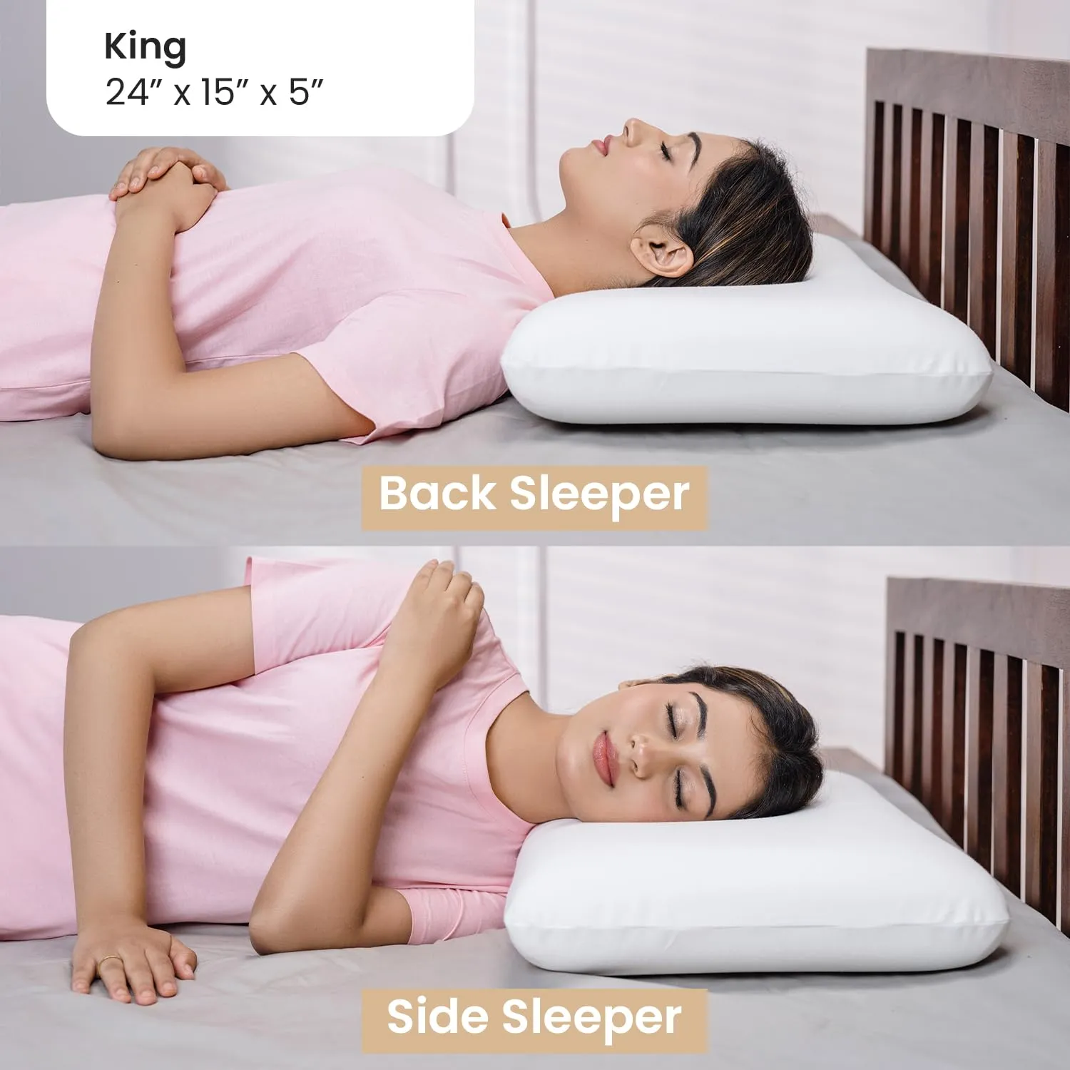 MY ARMOR Memory Foam Pillows for Sleeping, Orthopedic Pillow for Neck Pain, Shoulder Pain Relief, King Size, 24x15x5 Inches, Without Cover, White, Pack of 1