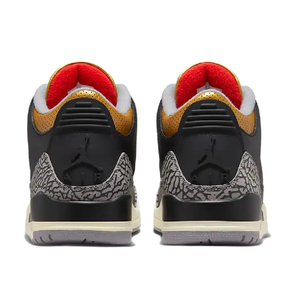 Nike Air Jordan 3 Retro Sneakers, Black/Gold/Beige