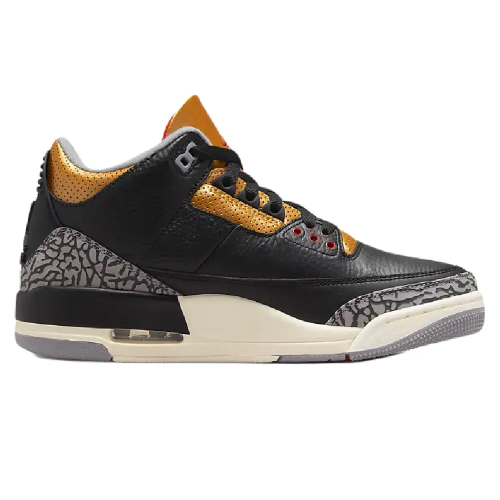 Nike Air Jordan 3 Retro Sneakers, Black/Gold/Beige