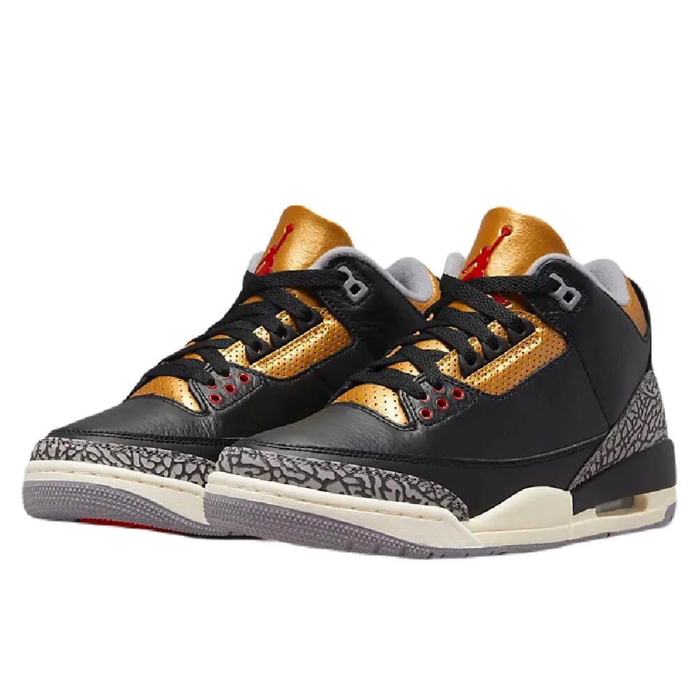 Nike Air Jordan 3 Retro Sneakers, Black/Gold/Beige