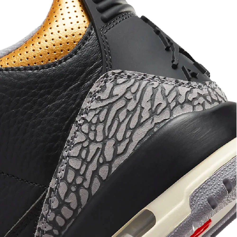 Nike Air Jordan 3 Retro Sneakers, Black/Gold/Beige