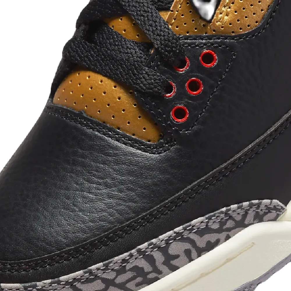 Nike Air Jordan 3 Retro Sneakers, Black/Gold/Beige