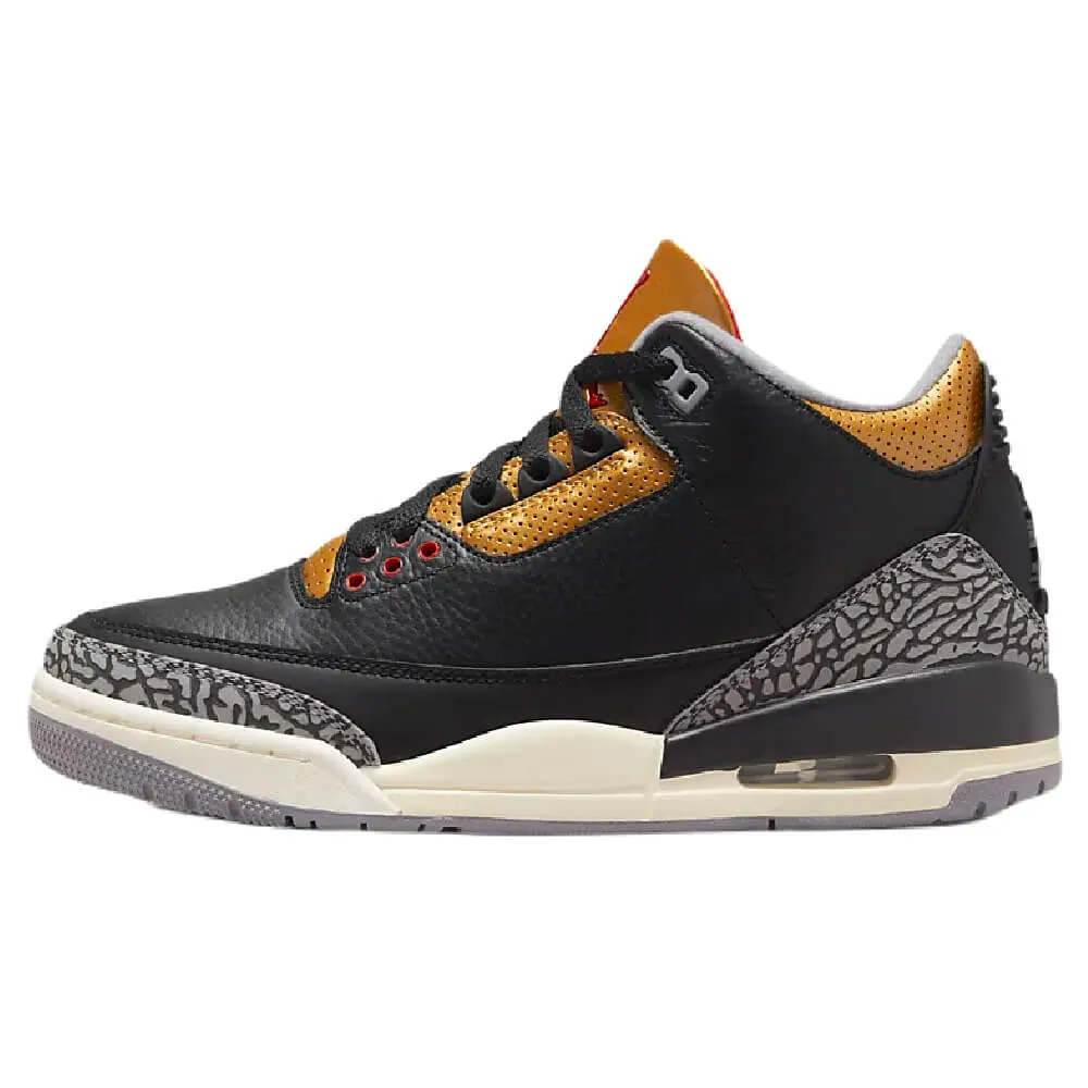 Nike Air Jordan 3 Retro Sneakers, Black/Gold/Beige