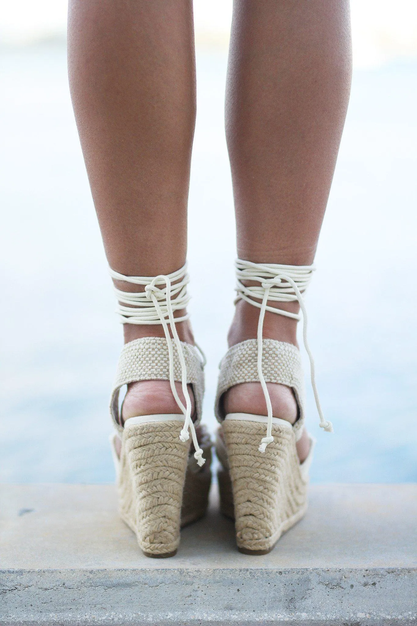 Off White Rope Wedges