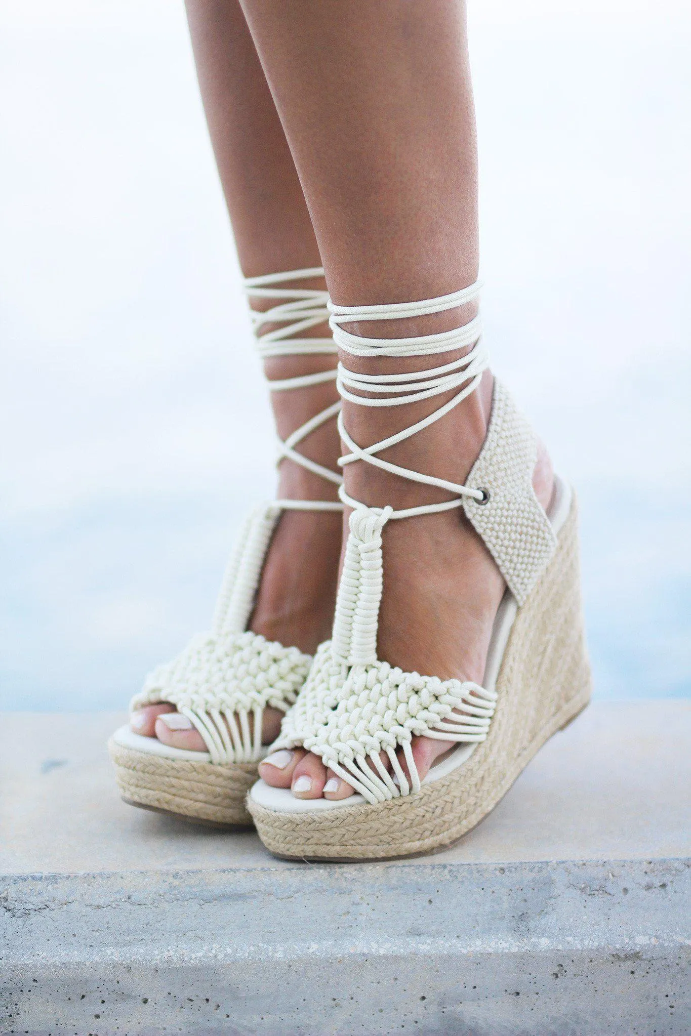 Off White Rope Wedges