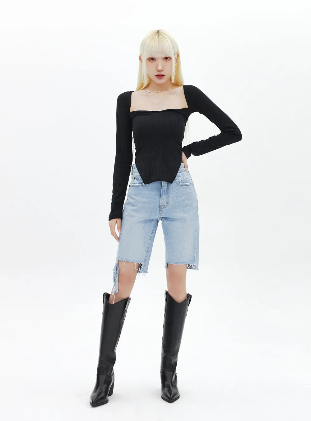 Pointed Toe Knee High Boots BA313