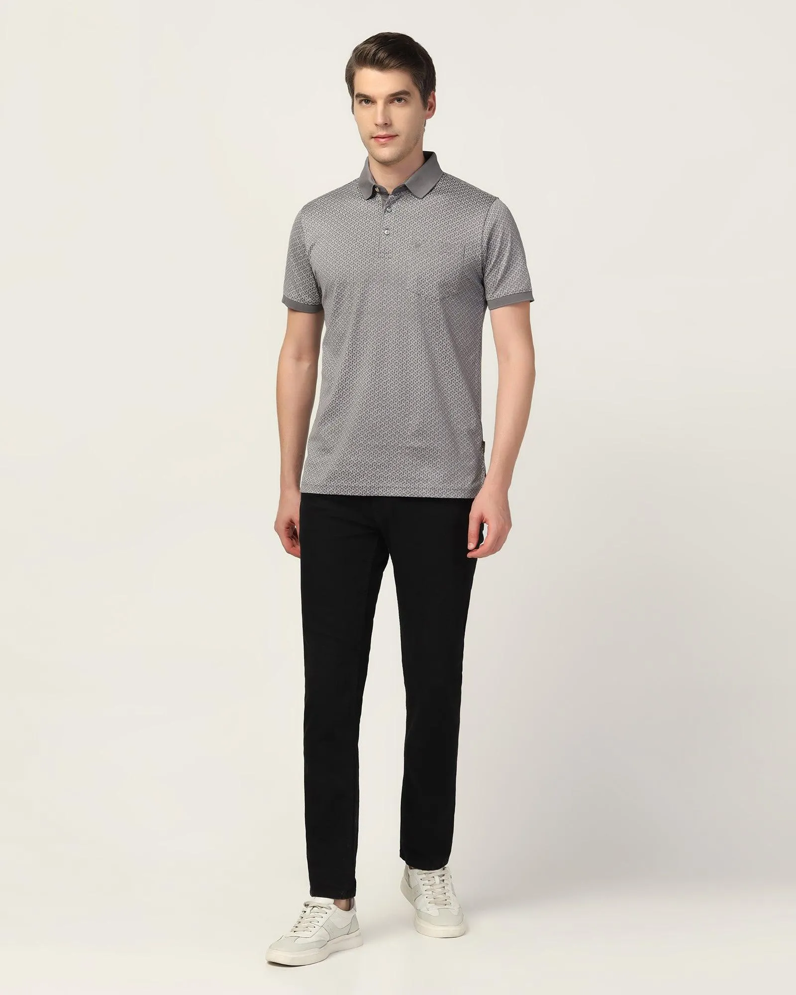 Polo Grey Printed T-Shirt - Perla