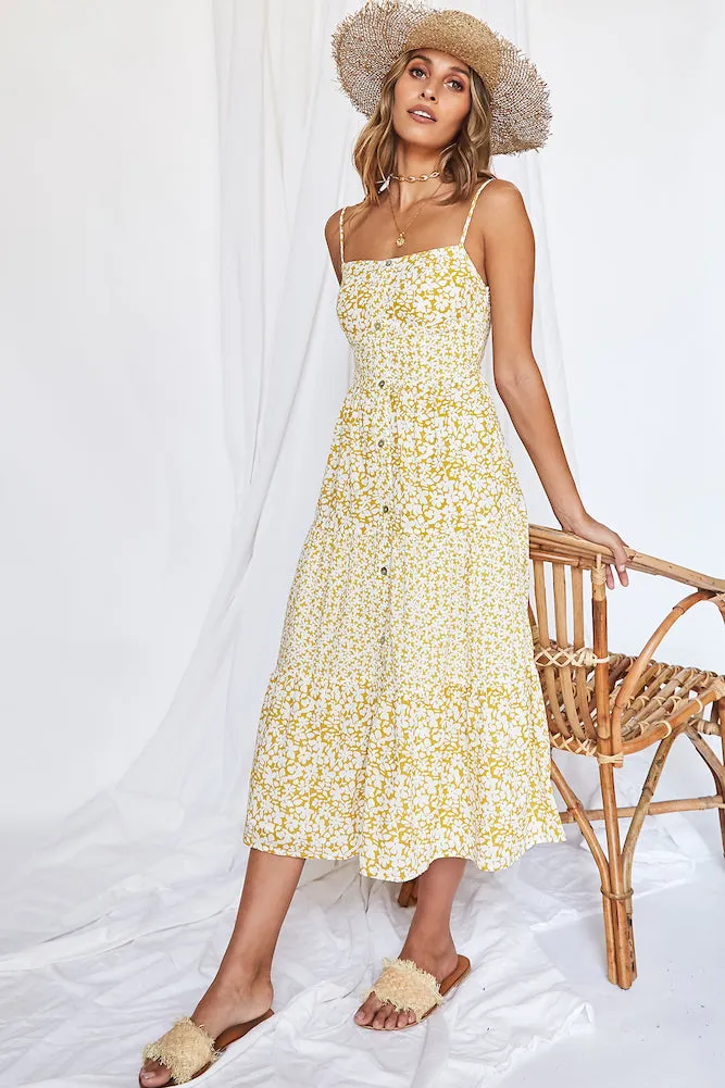 Raised In Provence Midi Dress Yellow