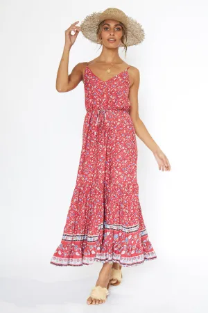 Red Petal Maxi Dress Red