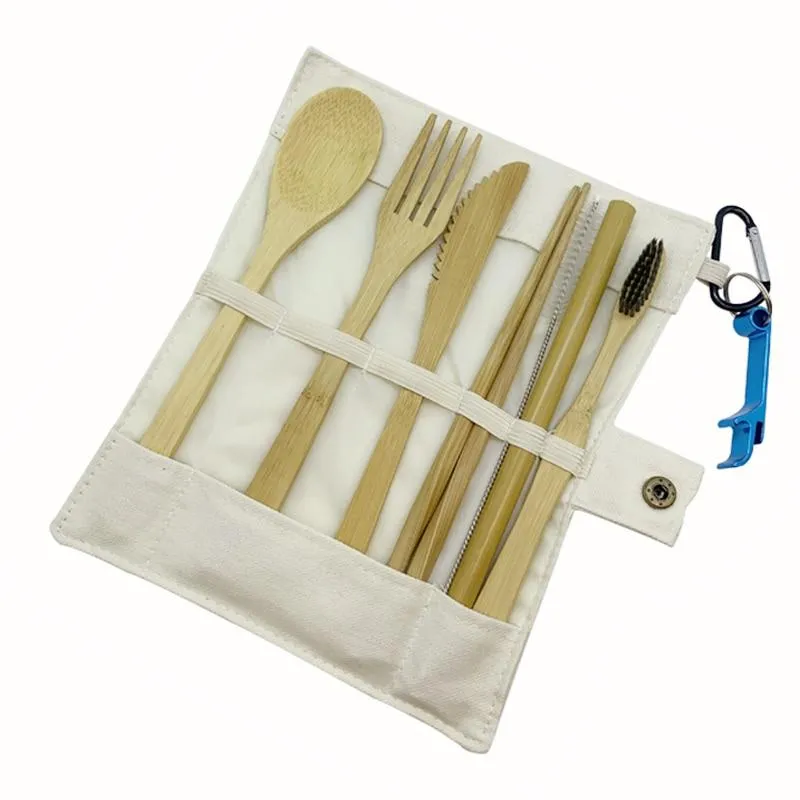 Reusable Bamboo Cutlery Set with Carrying Case