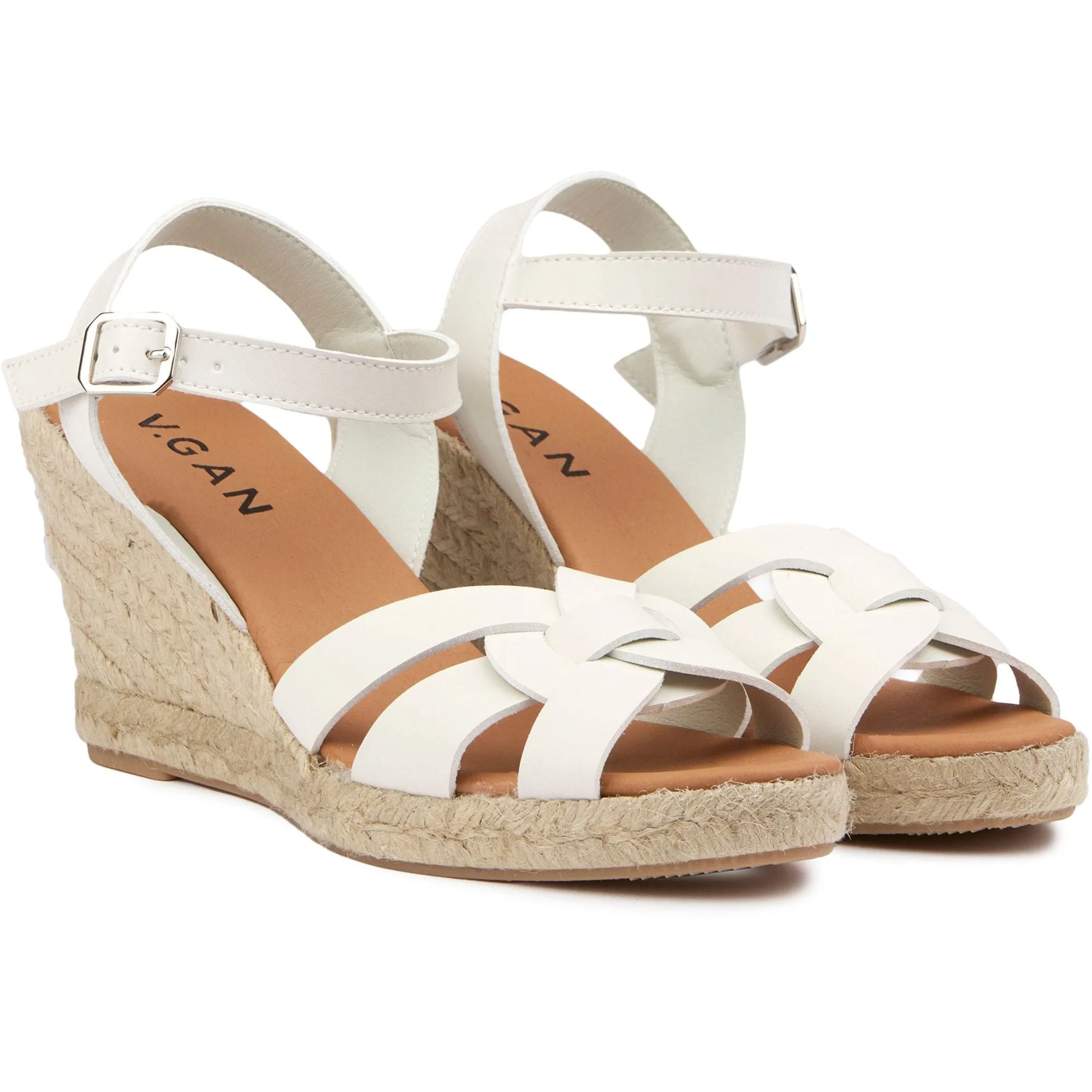 Rhubarb Women's Vegan Leather Espadrille Wedge Sandals | White