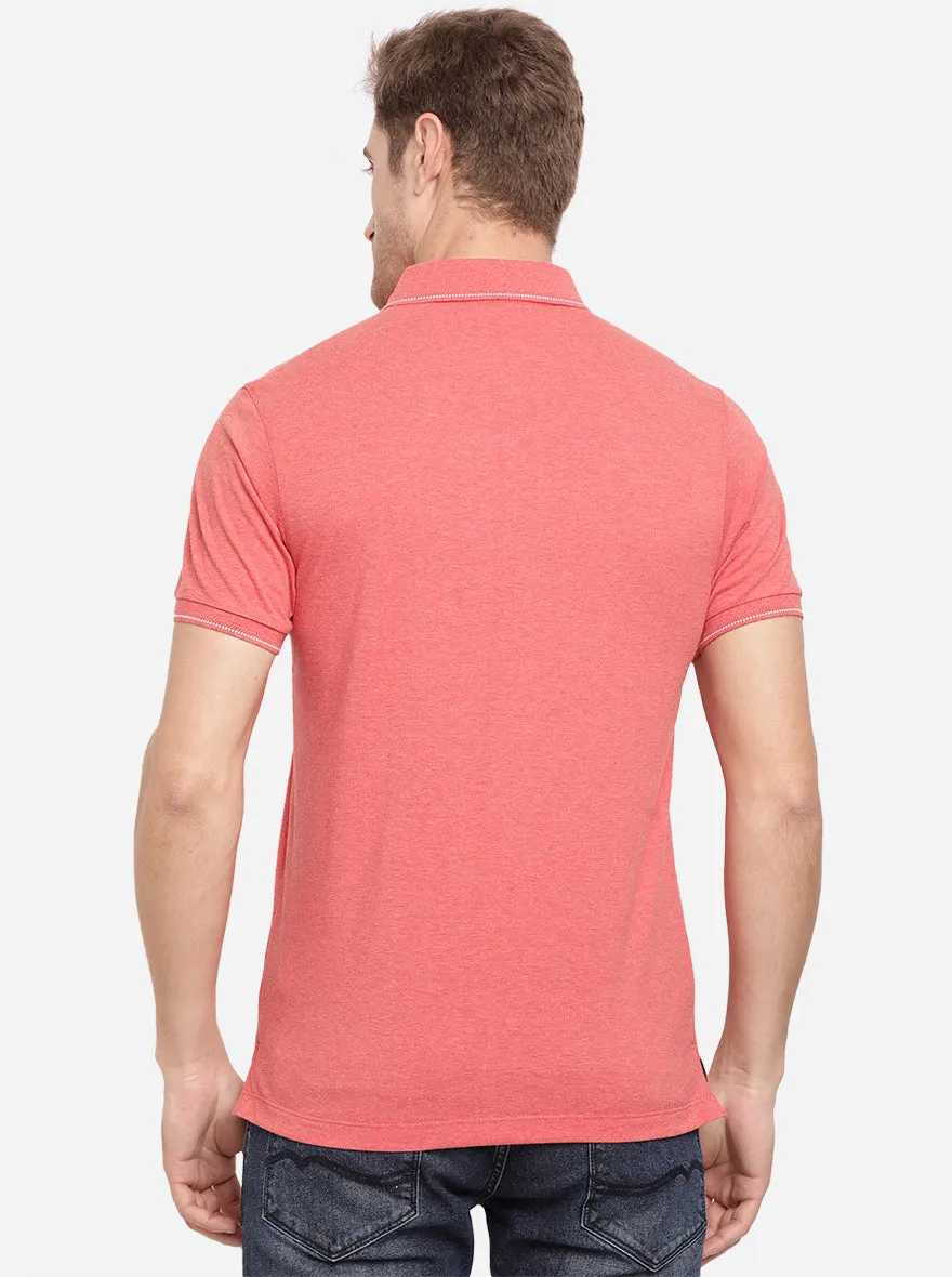 Rouge Red Solid Slim Fit Polo T-Shirt | Greenfibre