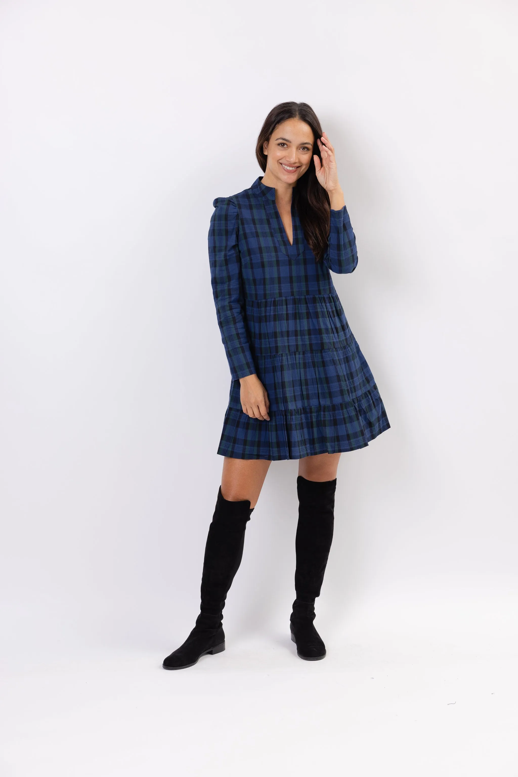 Sail to Sable Highlands Dress - Blackwatch Plaid