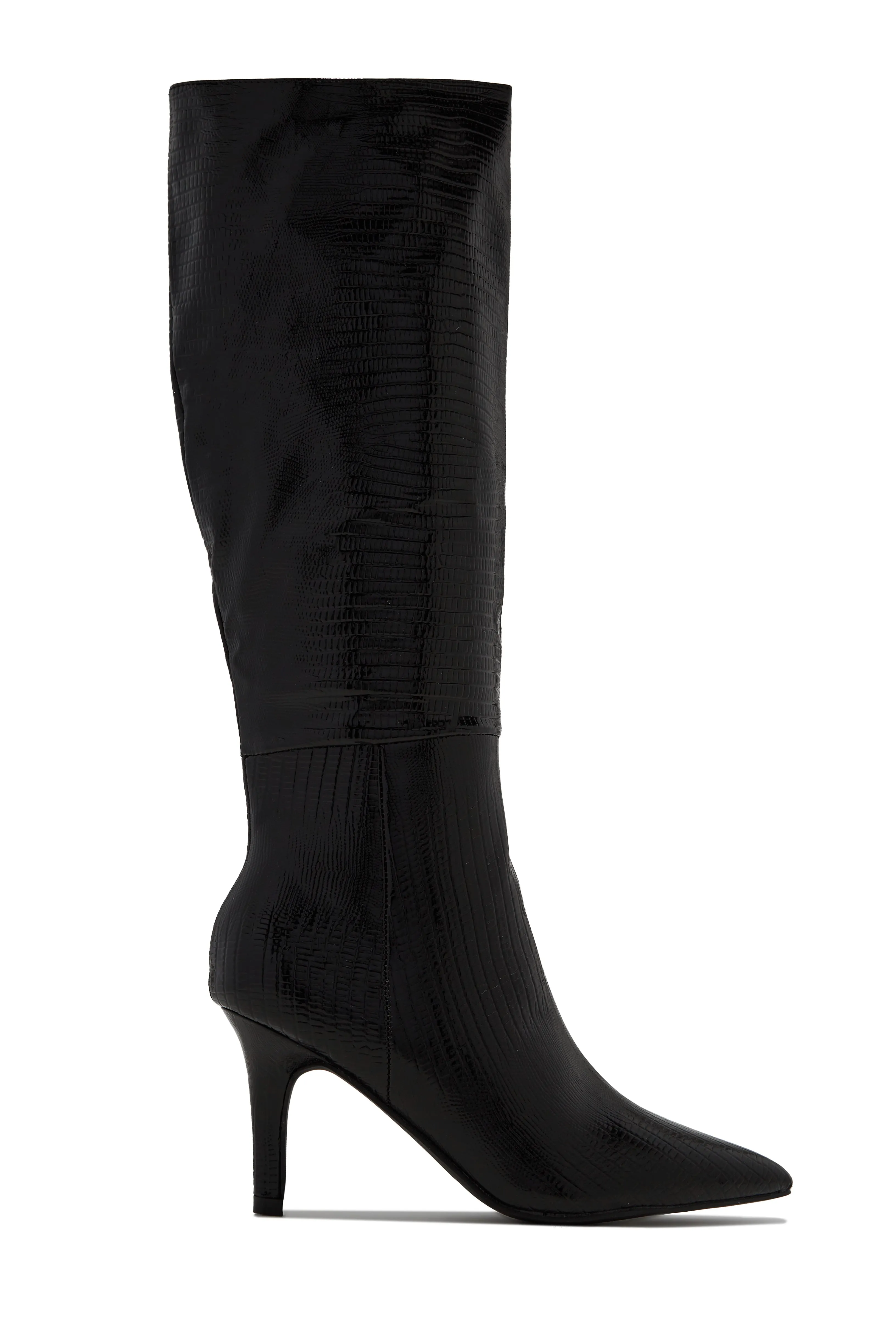 Sarai Knee High Heel Boots - Cherry