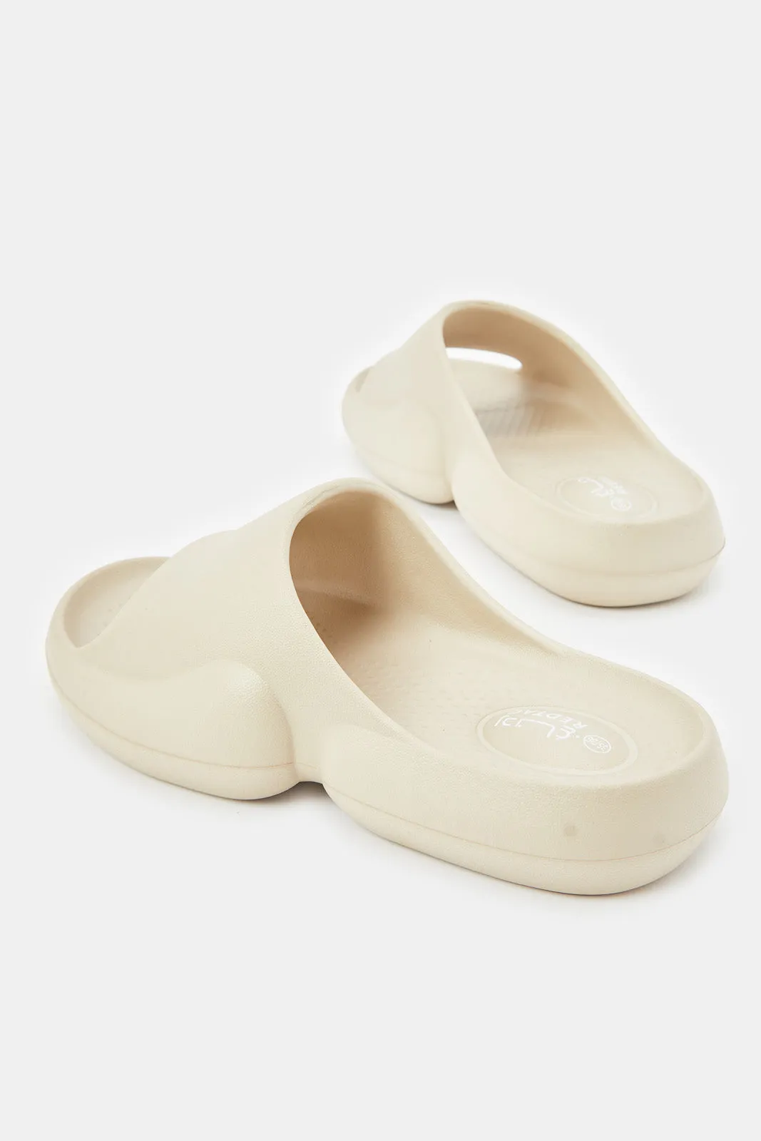 Senior Boys Beige Molded Platform Slide