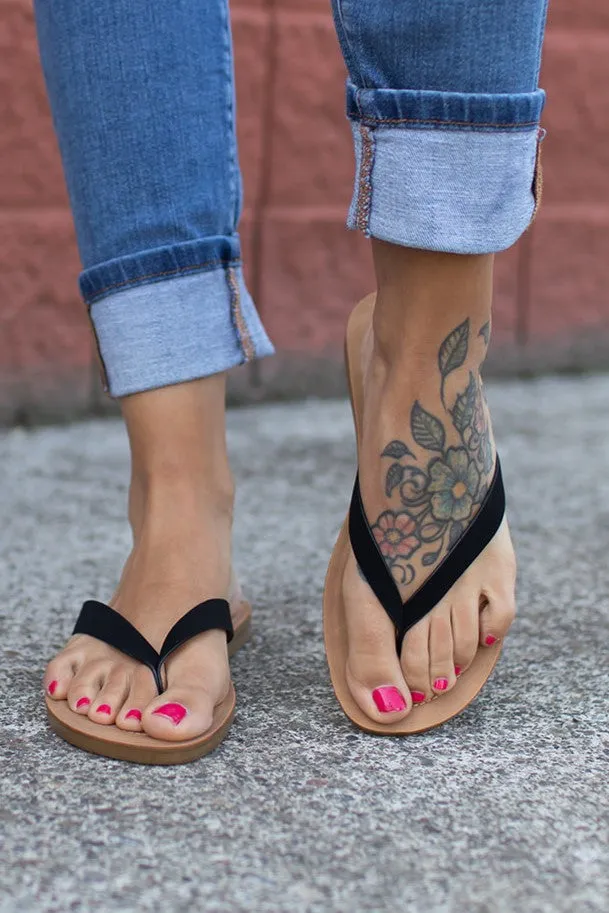 Soda Black Ella Flip Flop Sandals (5.5-10)