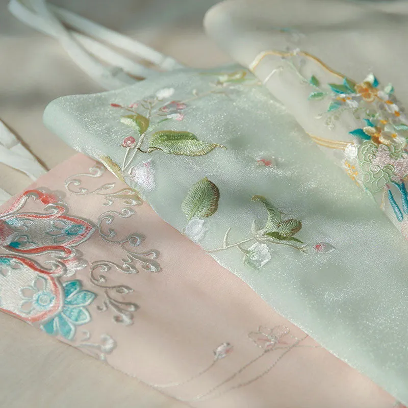 Spring Tale - Embroidered Floral Hanfu Chiffon Camisole