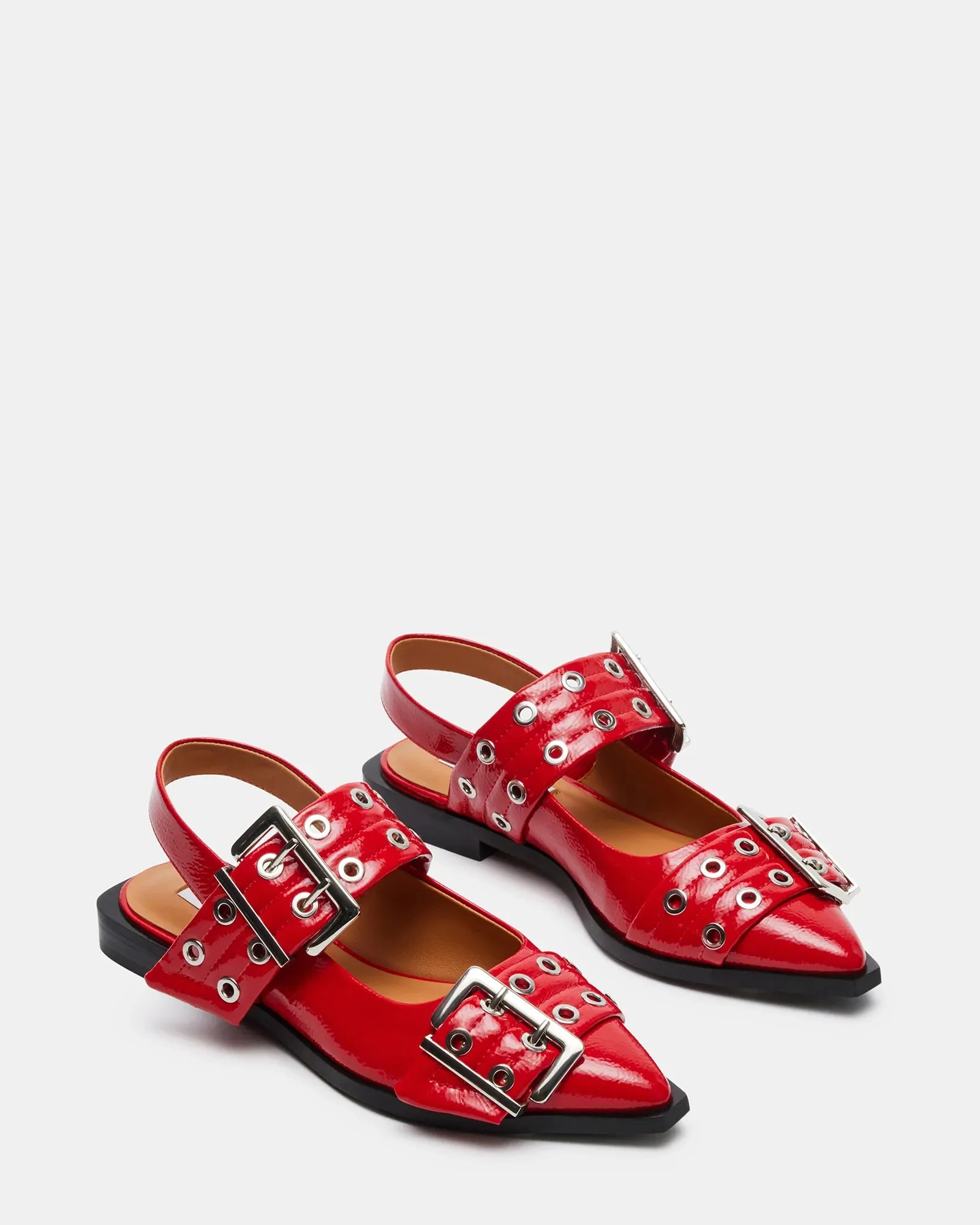 Steve Madden Graya Slingblack Flats Red Patent