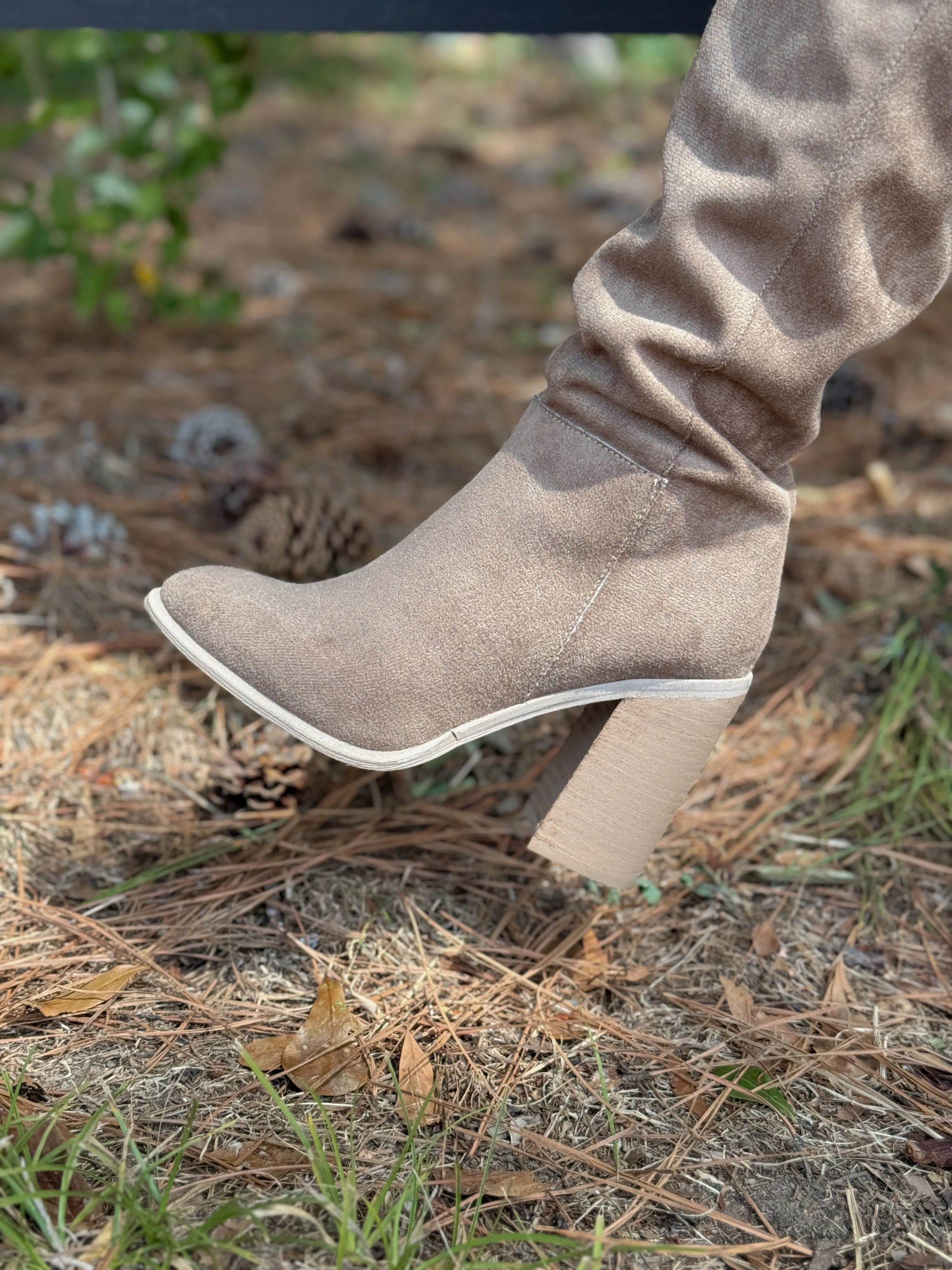 Taupe Grey Knee-High Boots