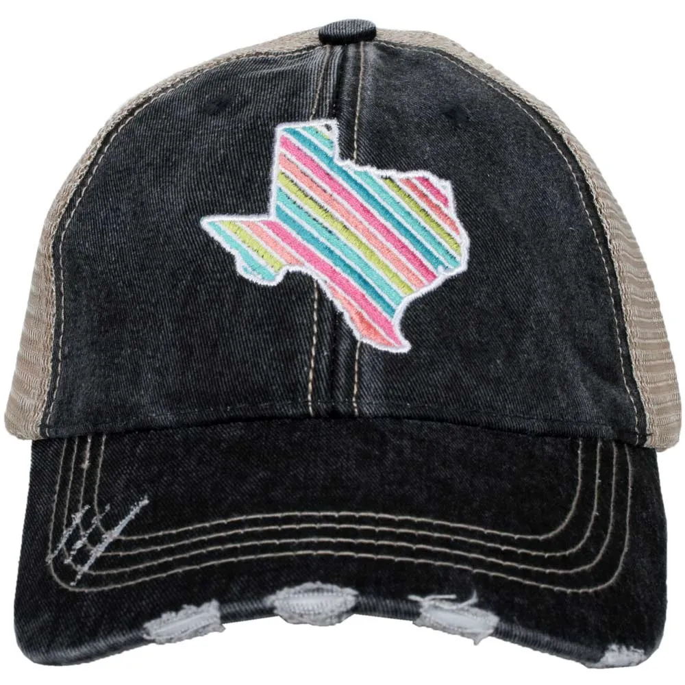 Texas Shape Rainbow Striped Wholesale Trucker Hats