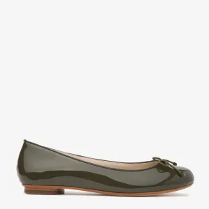 Tina Khaki Patent Leather Ballet Flat