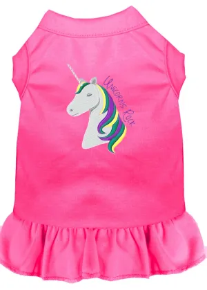 Unicorns Rock Embroidered Dog Dress Bright Pink Sm (10)