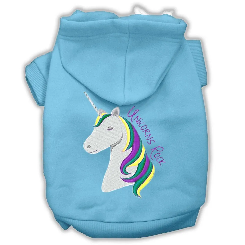 Unicorns Rock Embroidered Dog Hoodie Baby Blue M (12)