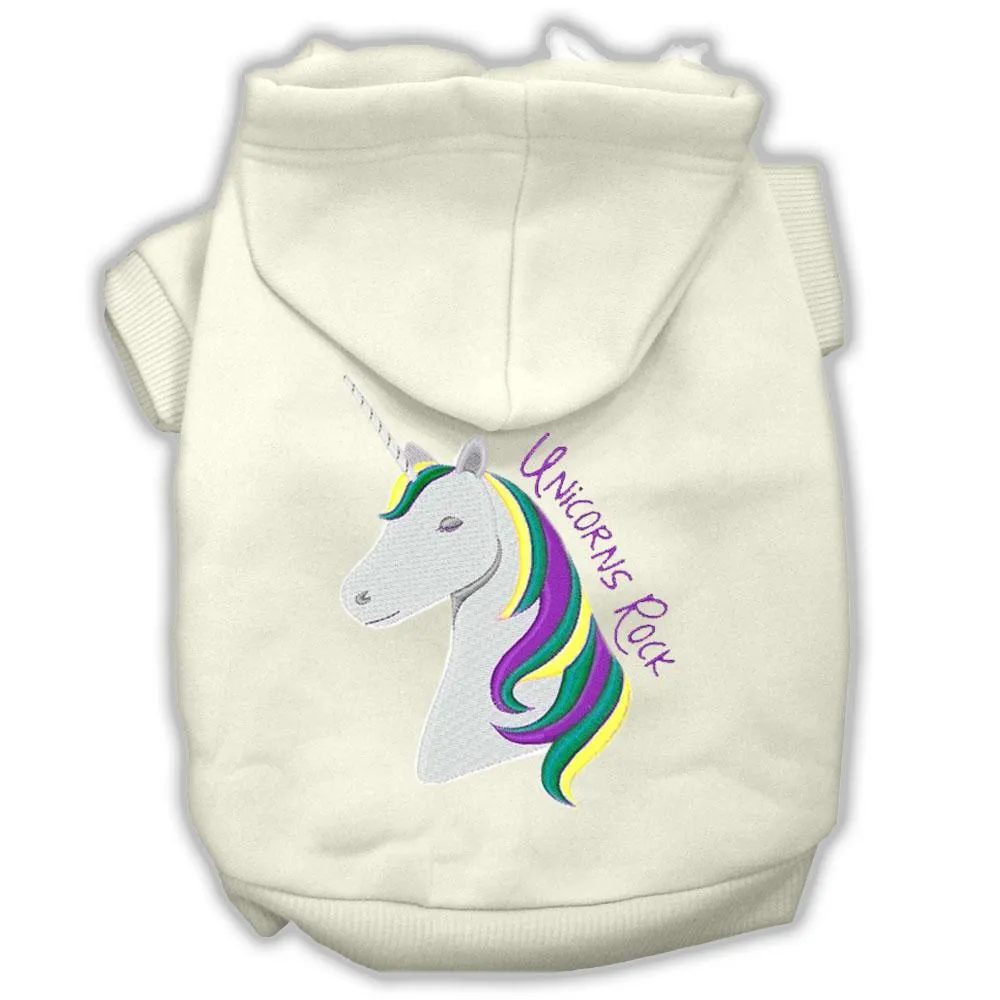 Unicorns Rock Embroidered Dog Hoodie Cream Xs (8)