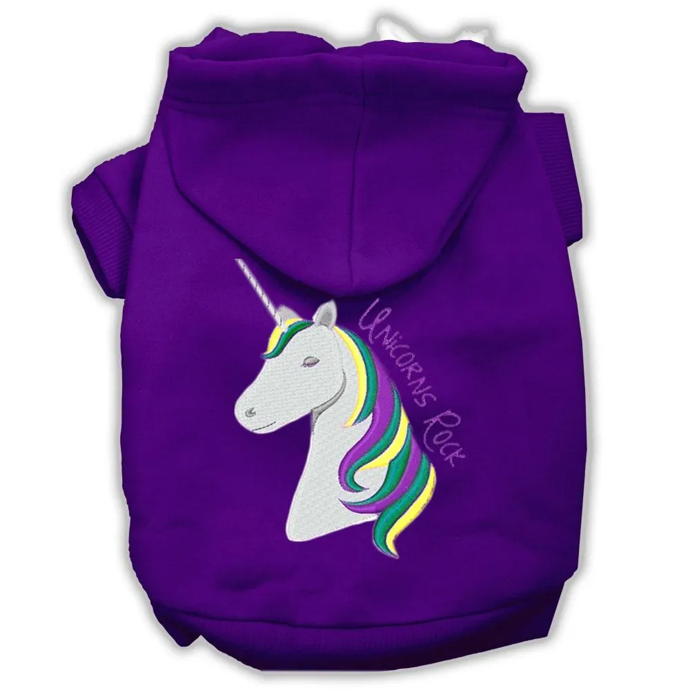 Unicorns Rock Embroidered Dog Hoodie Purple L (14)