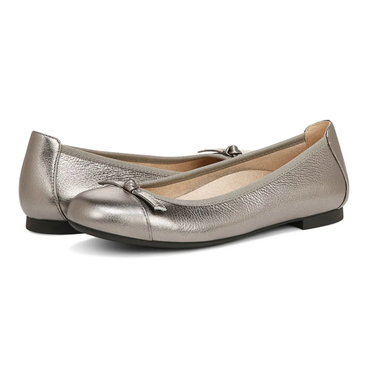 WOMEN'S VIONIC AMORIE FLAT | PEWTER METALLIC LEATHER