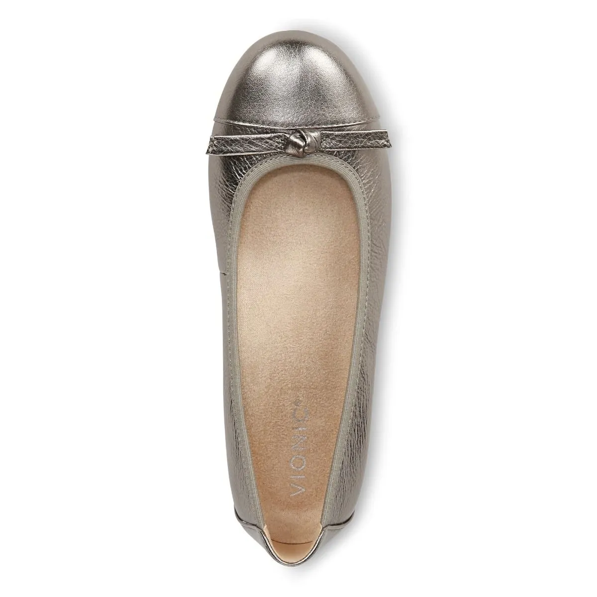 WOMEN'S VIONIC AMORIE FLAT | PEWTER METALLIC LEATHER