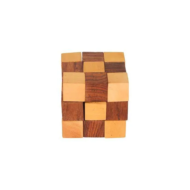 Wooden IQ Teaser Puzzle | Adult Snake Cube (2.5x2.5x2.5-inch)