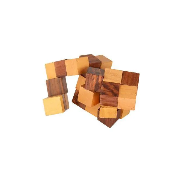 Wooden IQ Teaser Puzzle | Adult Snake Cube (2.5x2.5x2.5-inch)