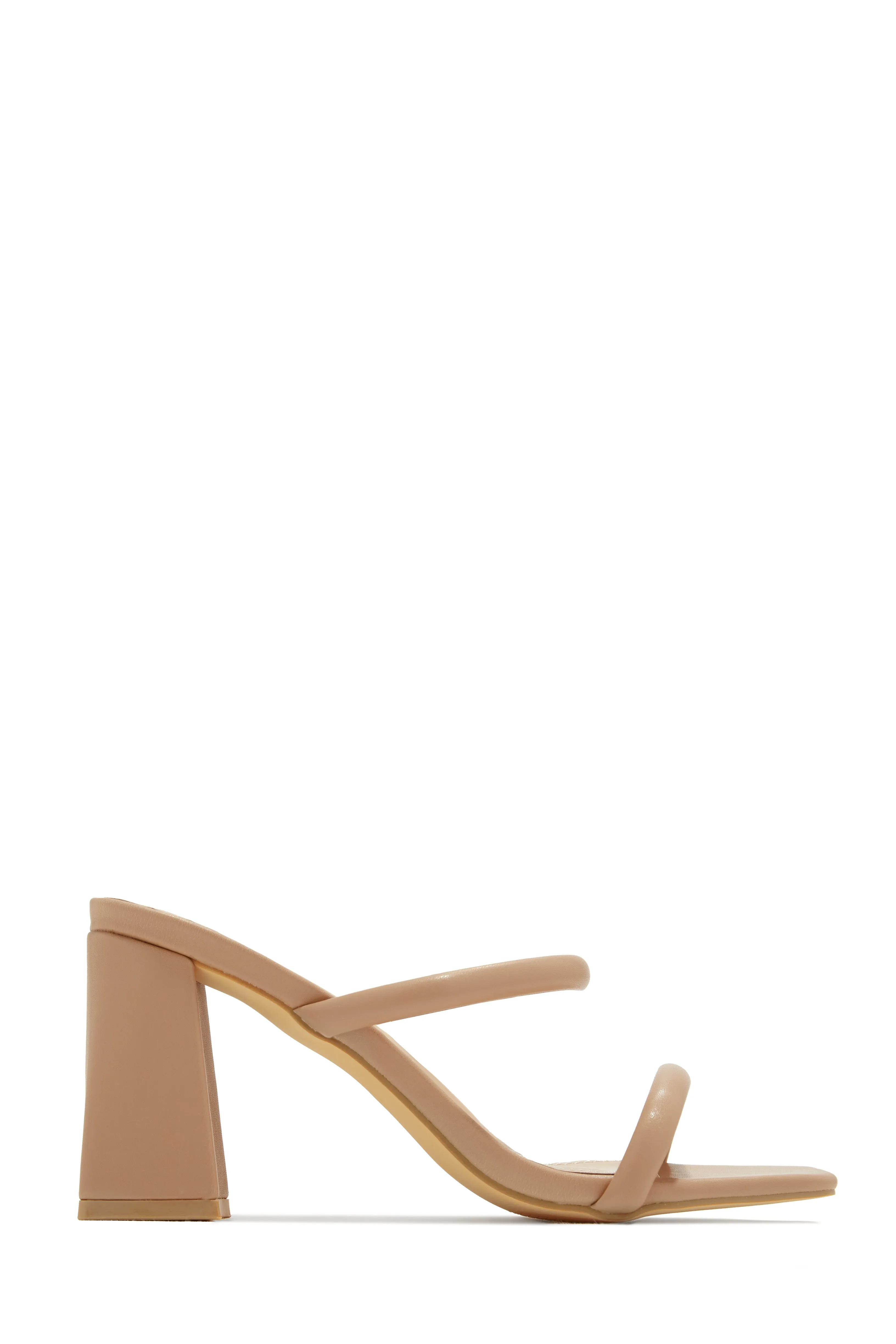 Yesenia Block Mid Heel Mules - Nude