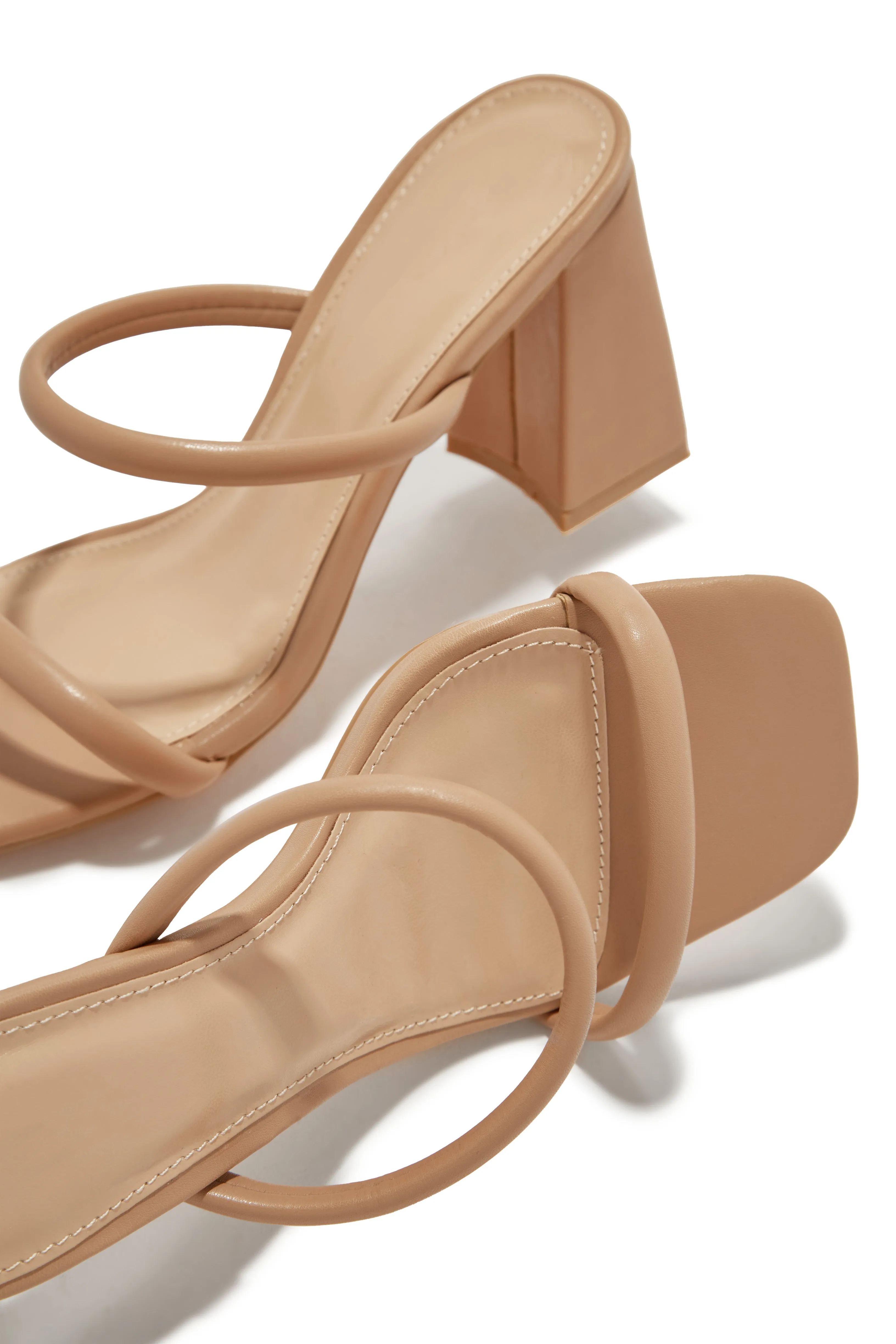 Yesenia Block Mid Heel Mules - Nude