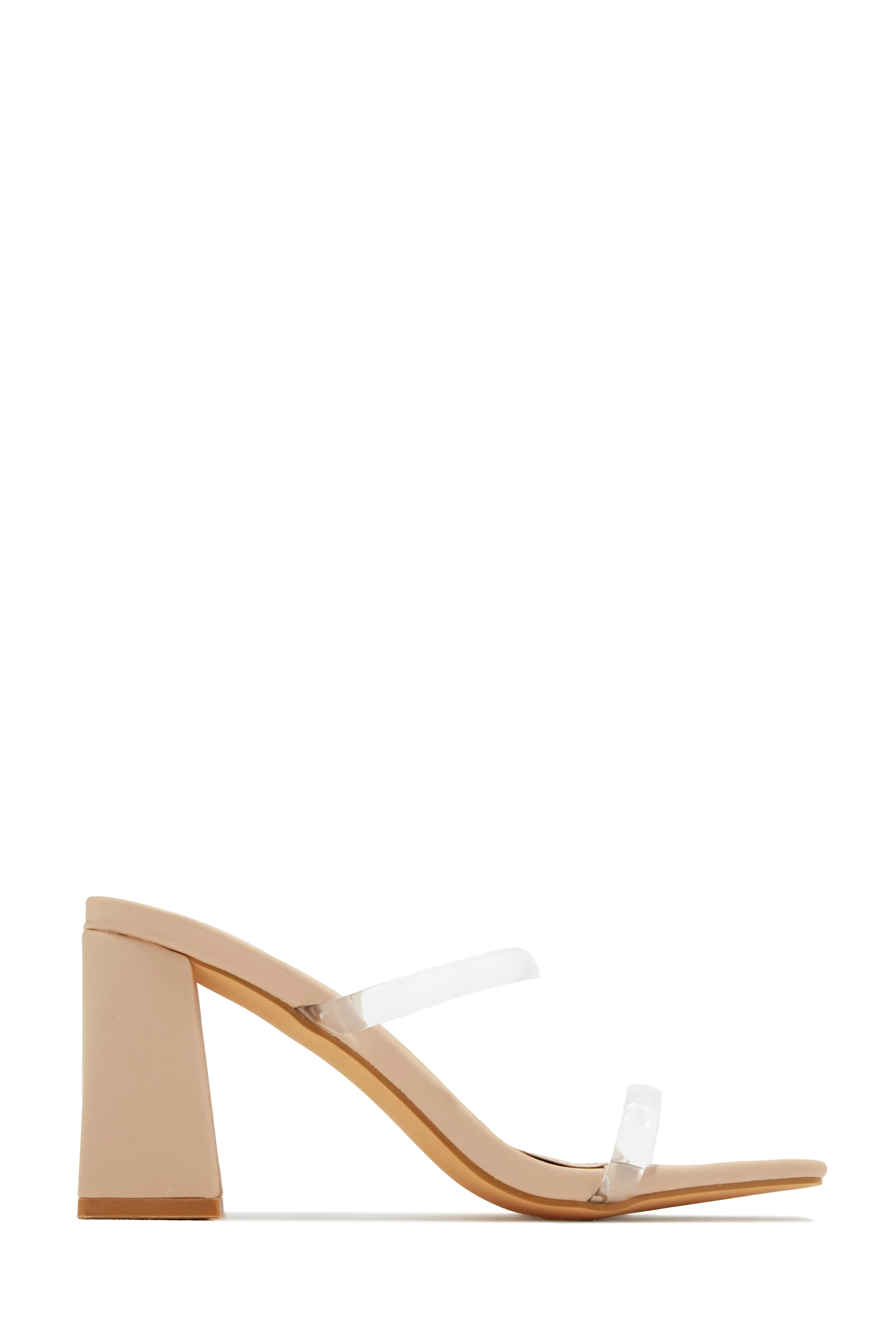 Yesenia Block Mid Heel Mules - Nude