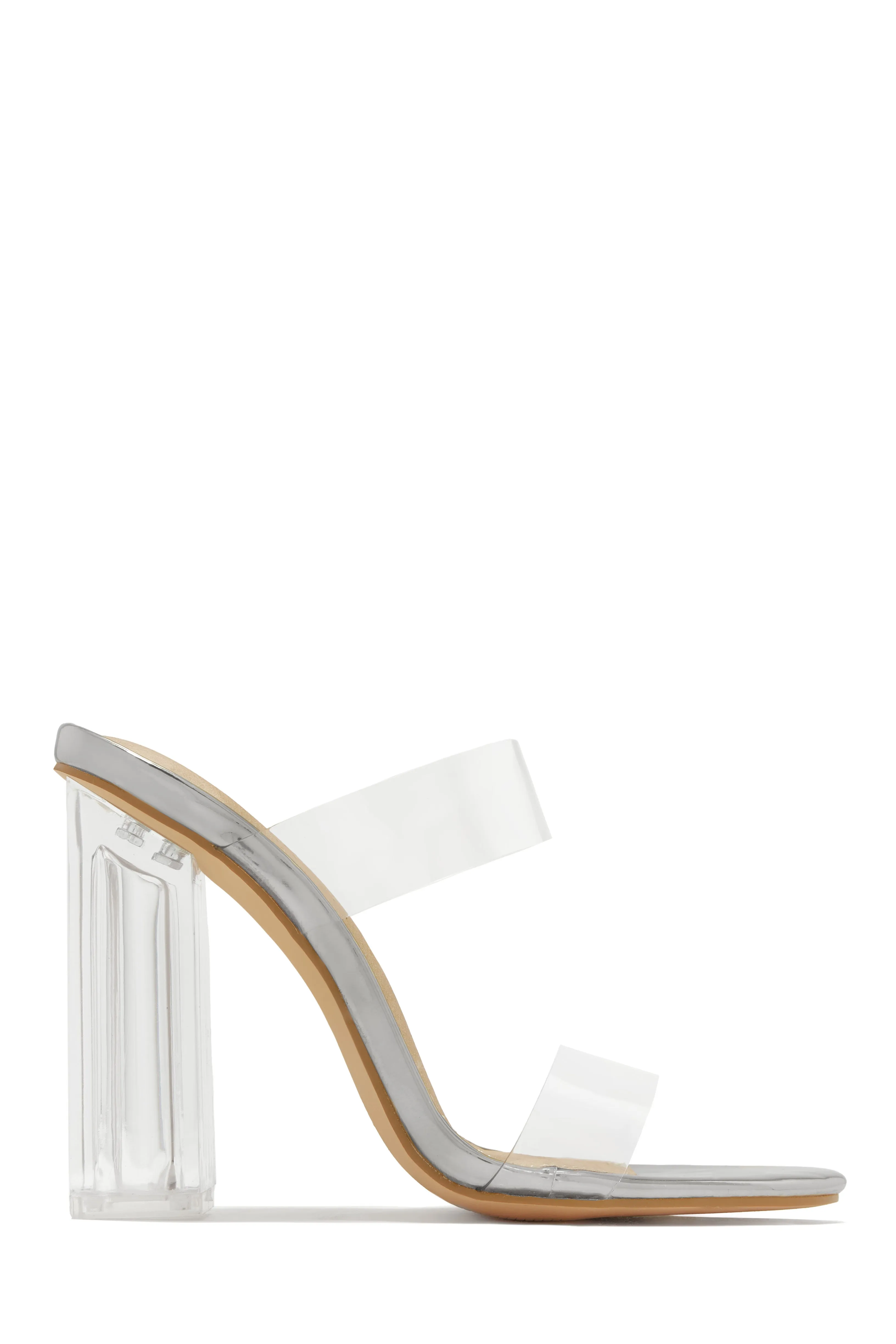 Your Next Date Clear Strap Block Heel Mules - Nude