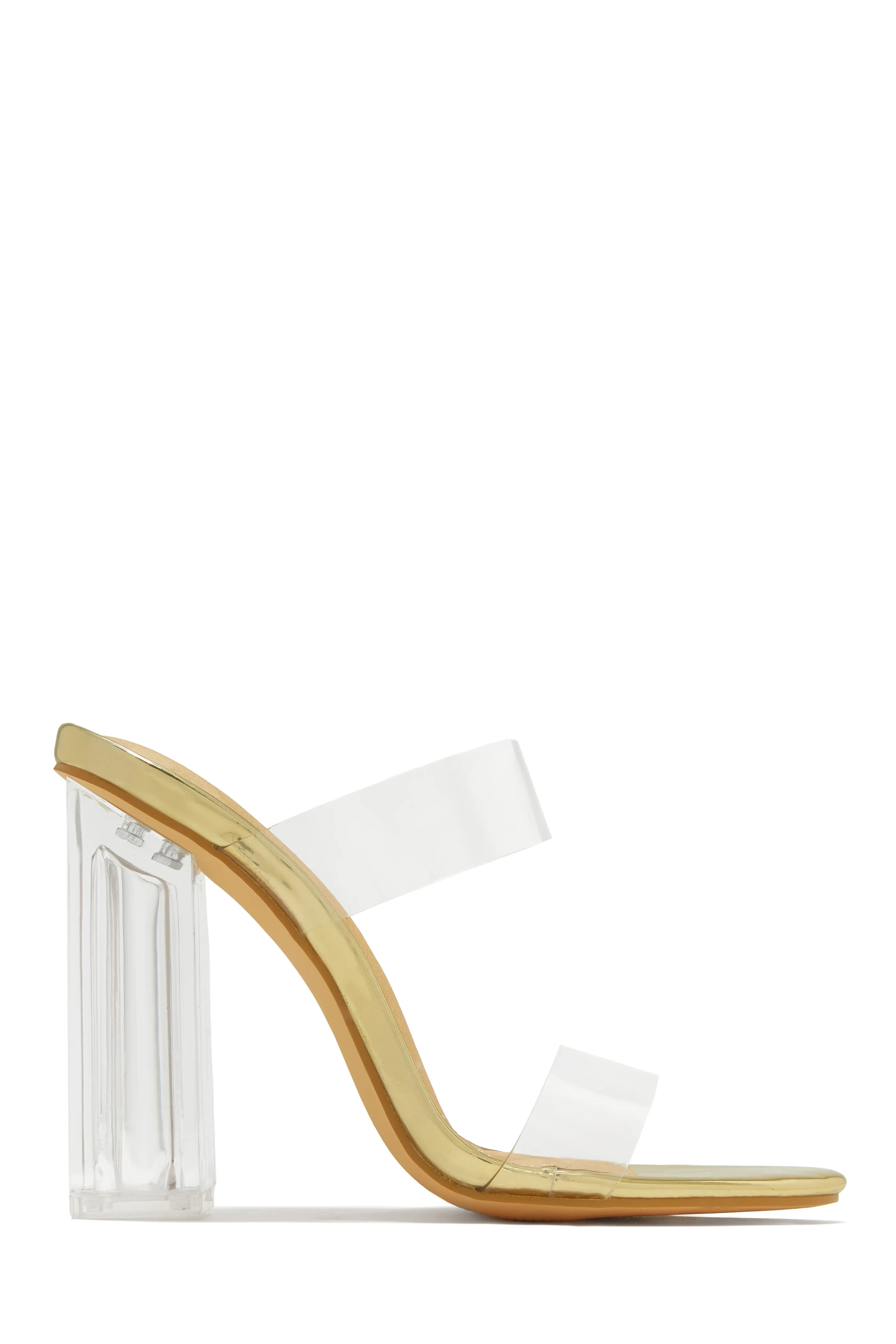 Your Next Date Clear Strap Block Heel Mules - Nude