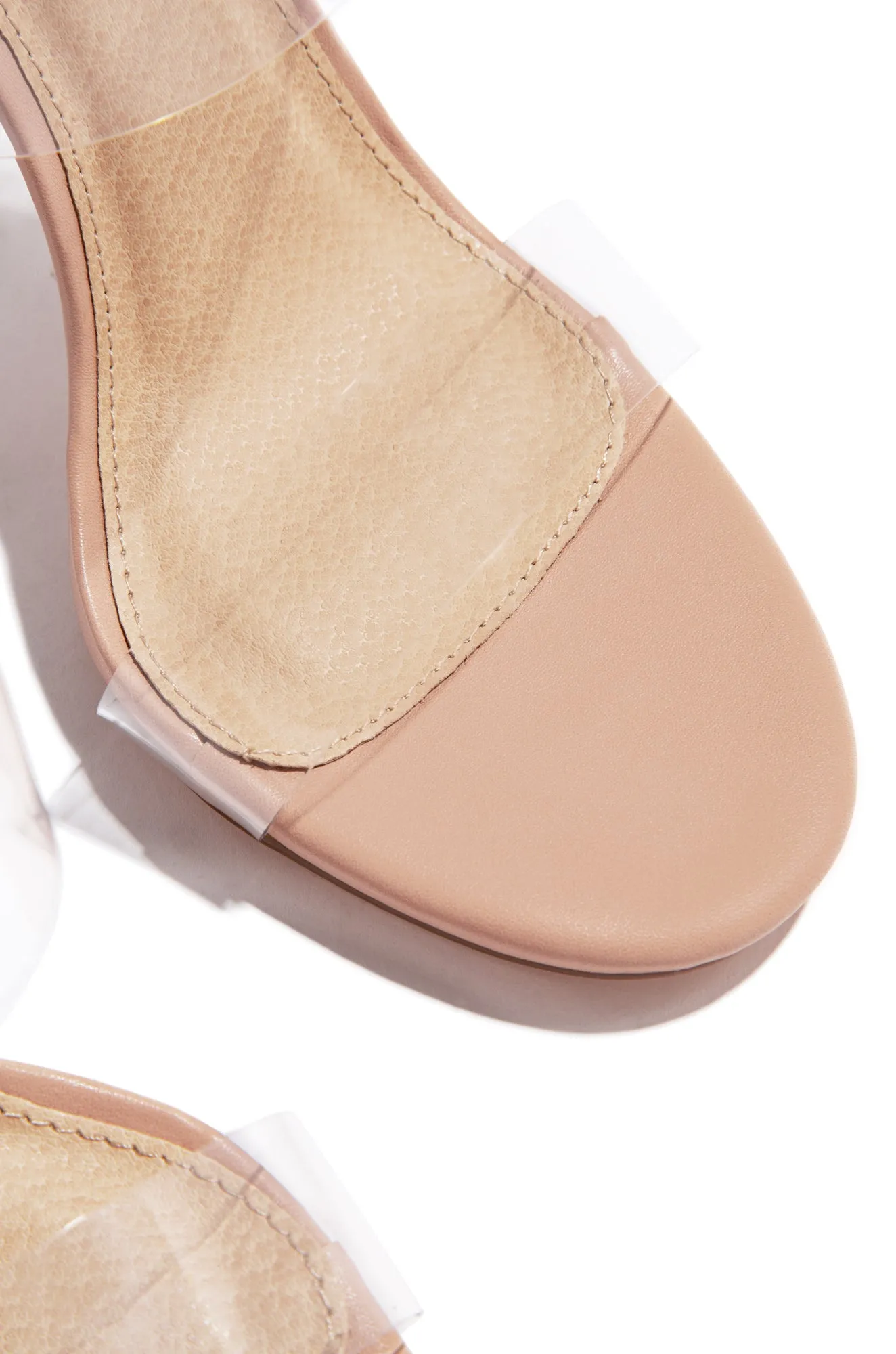 Your Next Date Clear Strap Block Heel Mules - Nude