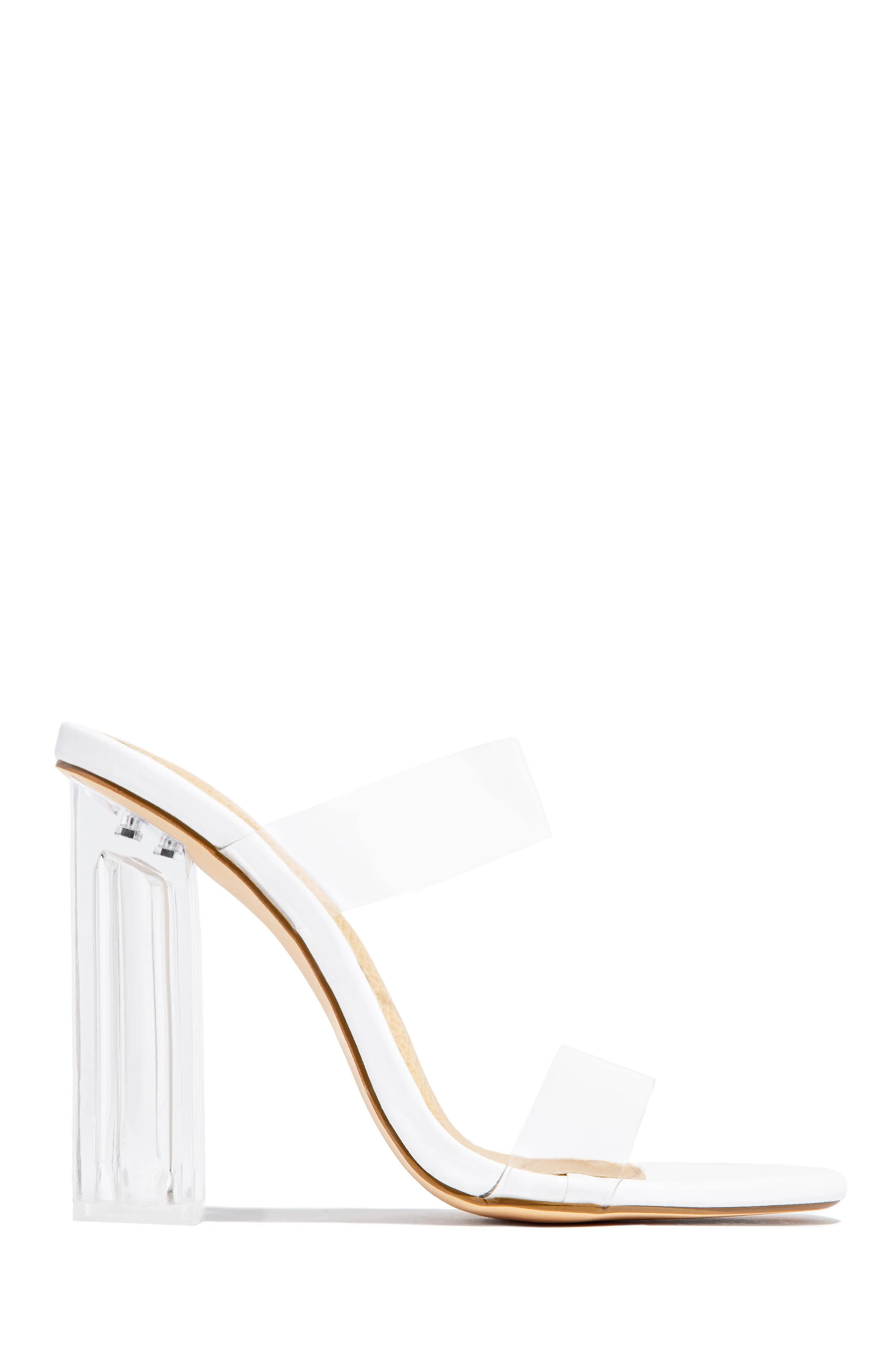 Your Next Date Clear Strap Block Heel Mules - Nude