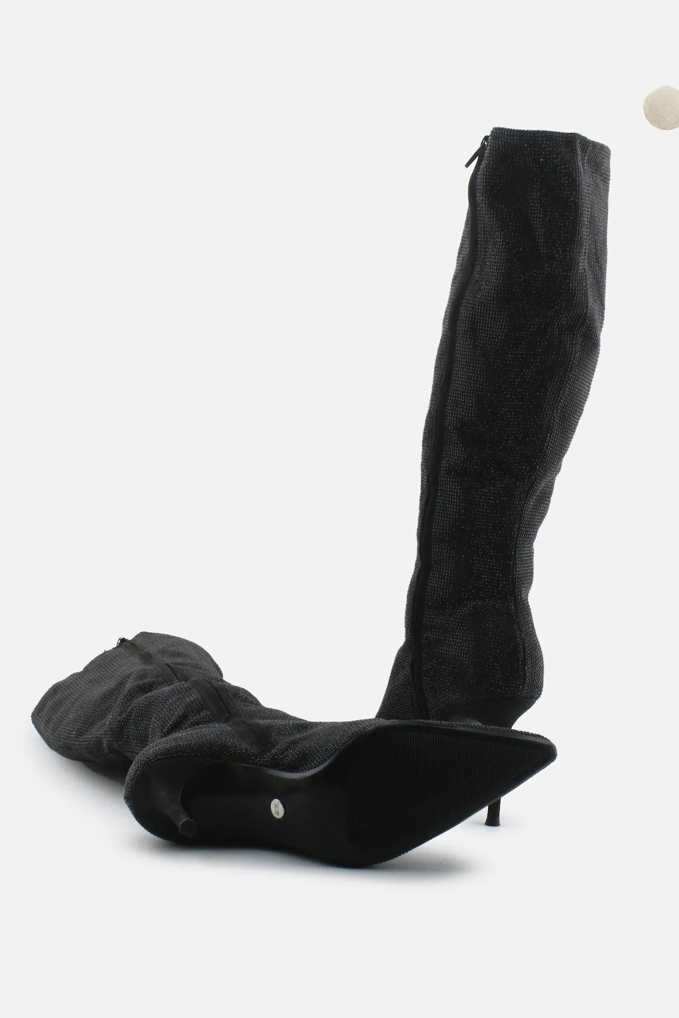 Zara Zipper Stilettos Knee High Boots | Textile